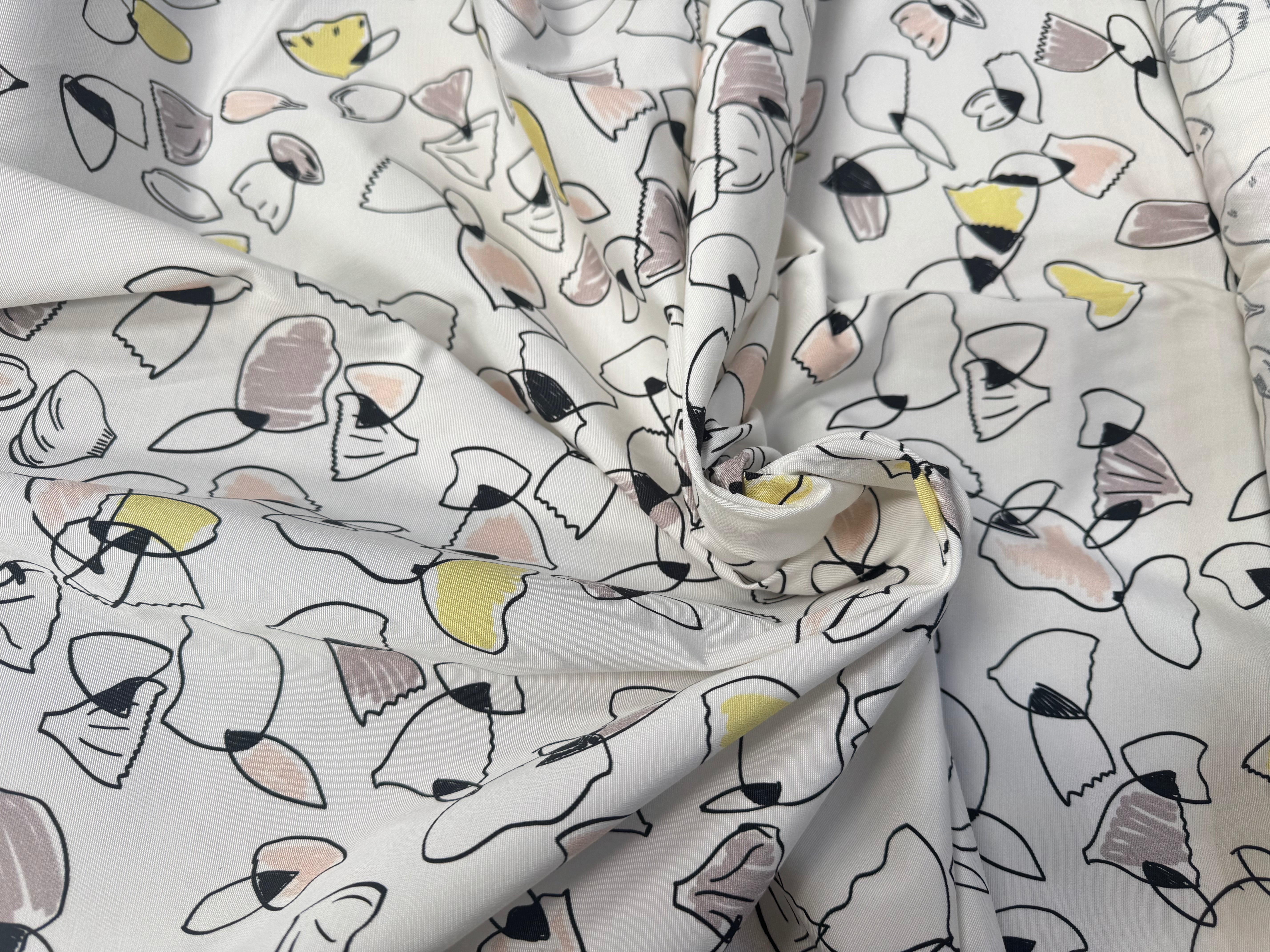 (Chute) OTTOMAN STRETCH VISOSE COTON IMPRIMÉ FLEURS FOND BLANC - My Little Coupon