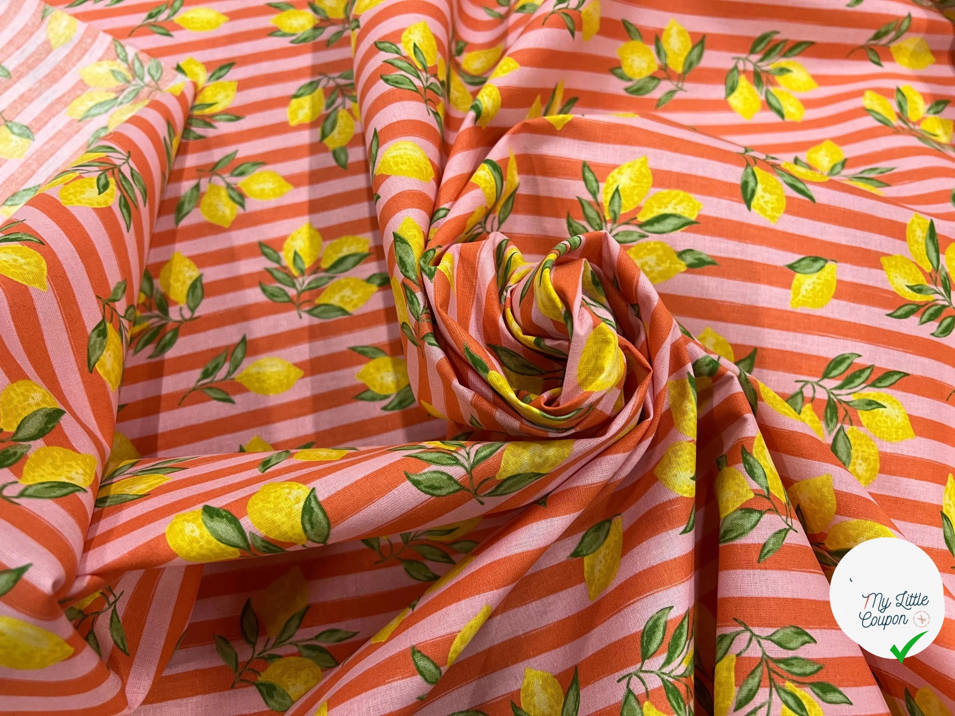 PERCALE COTON ETNA ROSE ORANGE PRINT - My Little Coupon