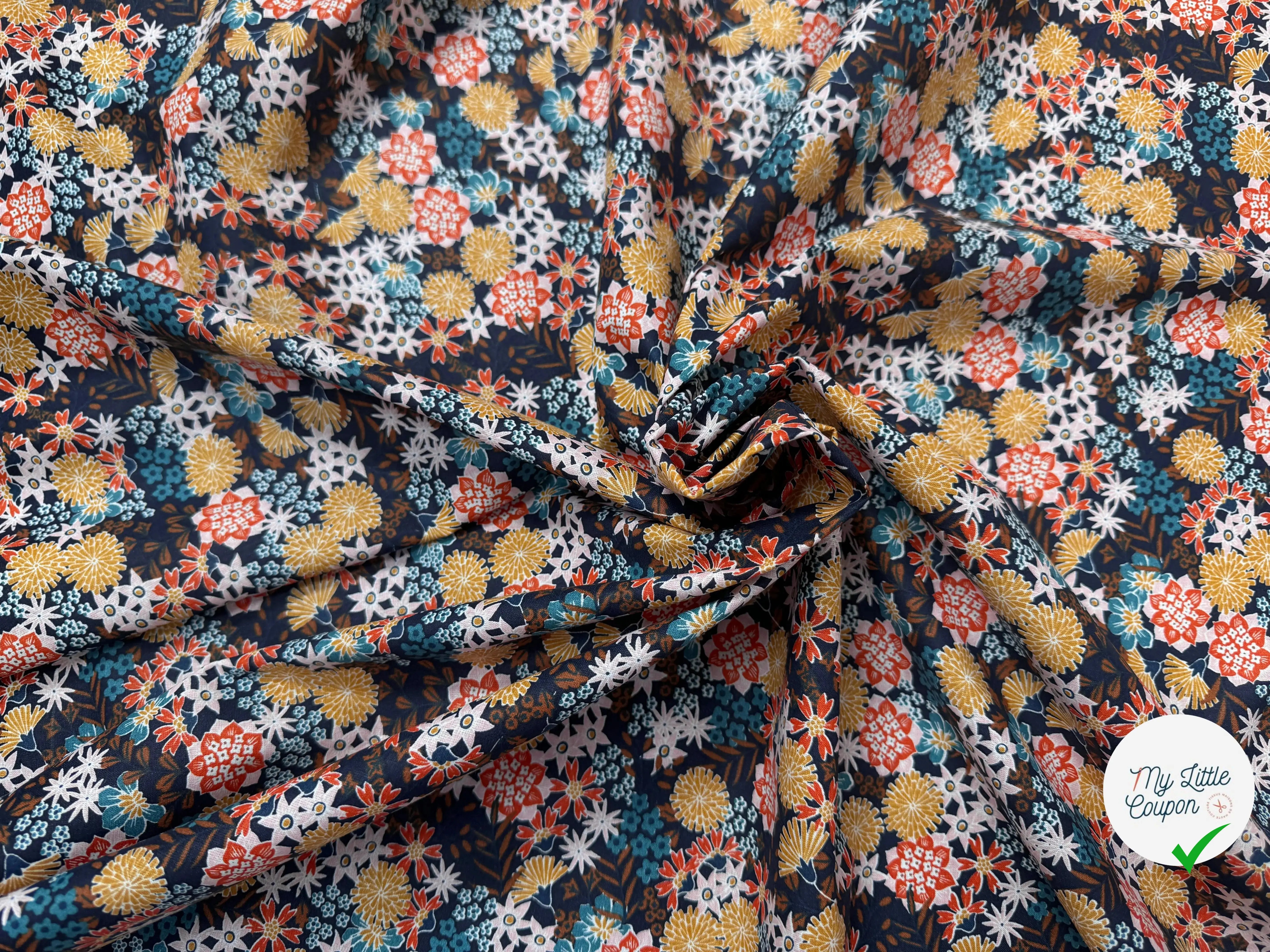 PERCALE DE COTON AKEMI MARINE 150 CM - My Little Coupon