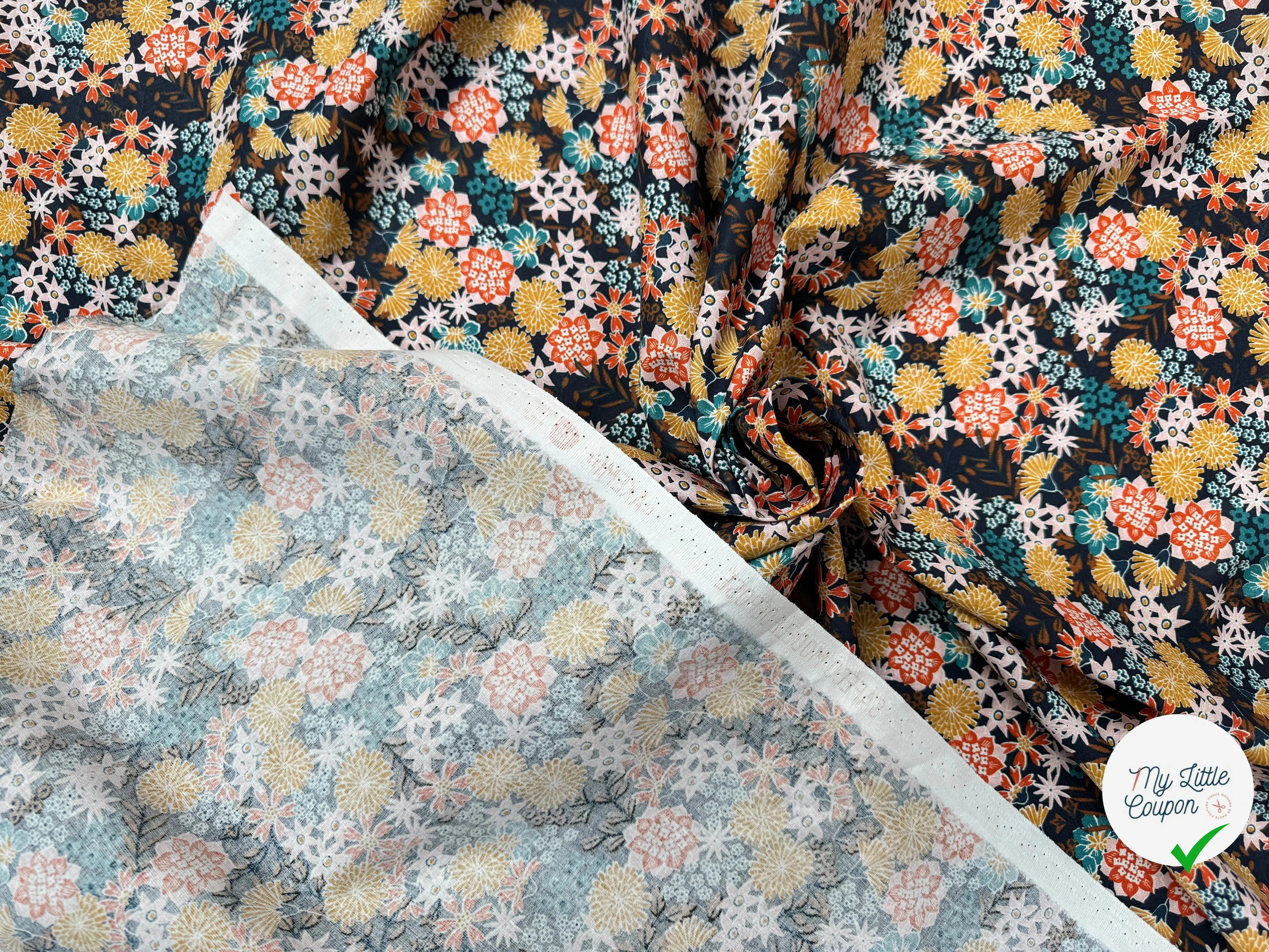 PERCALE DE COTON AKEMI MARINE 150 CM - My Little Coupon