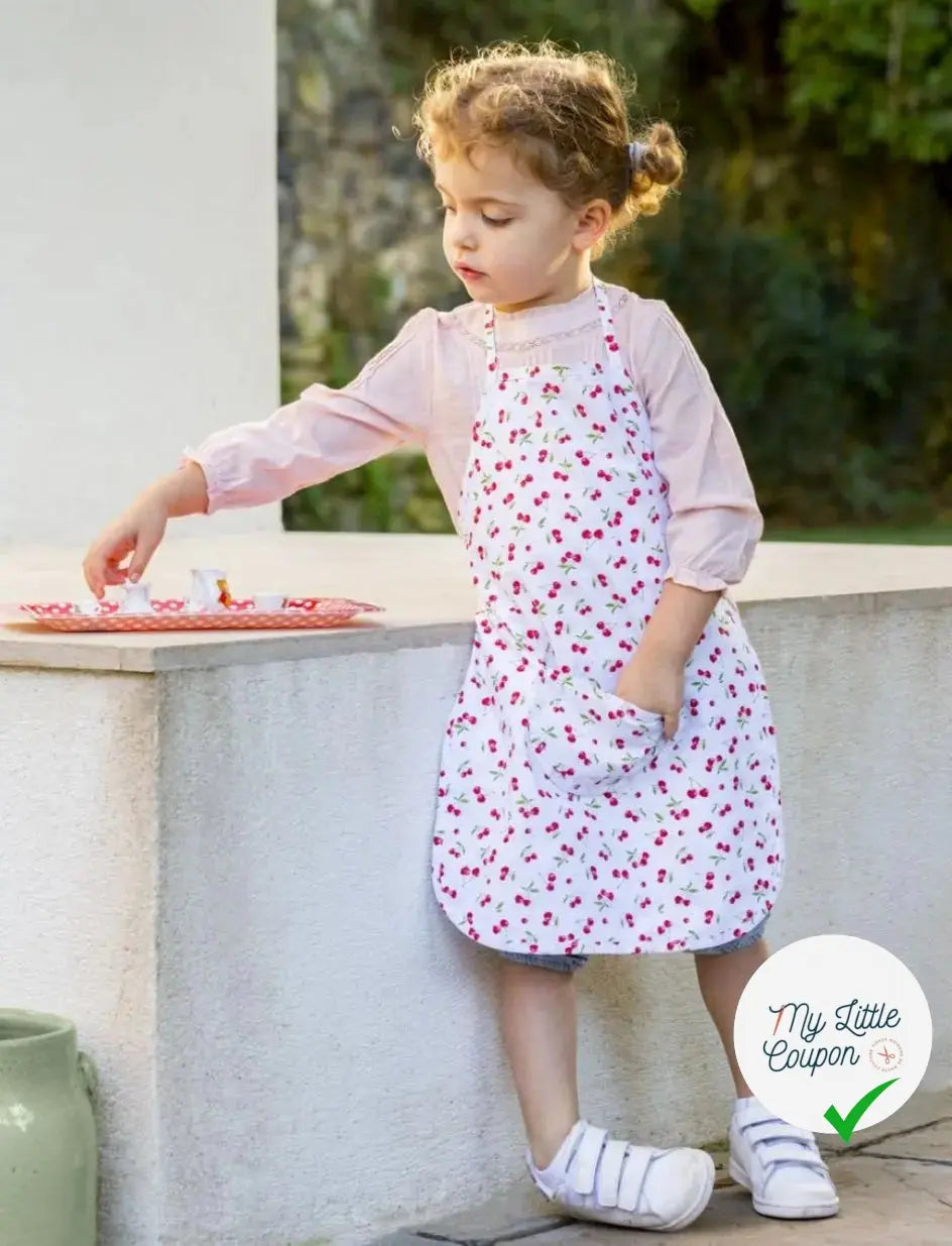 PERCALE DE COTON CERISES BLANC - My Little Coupon