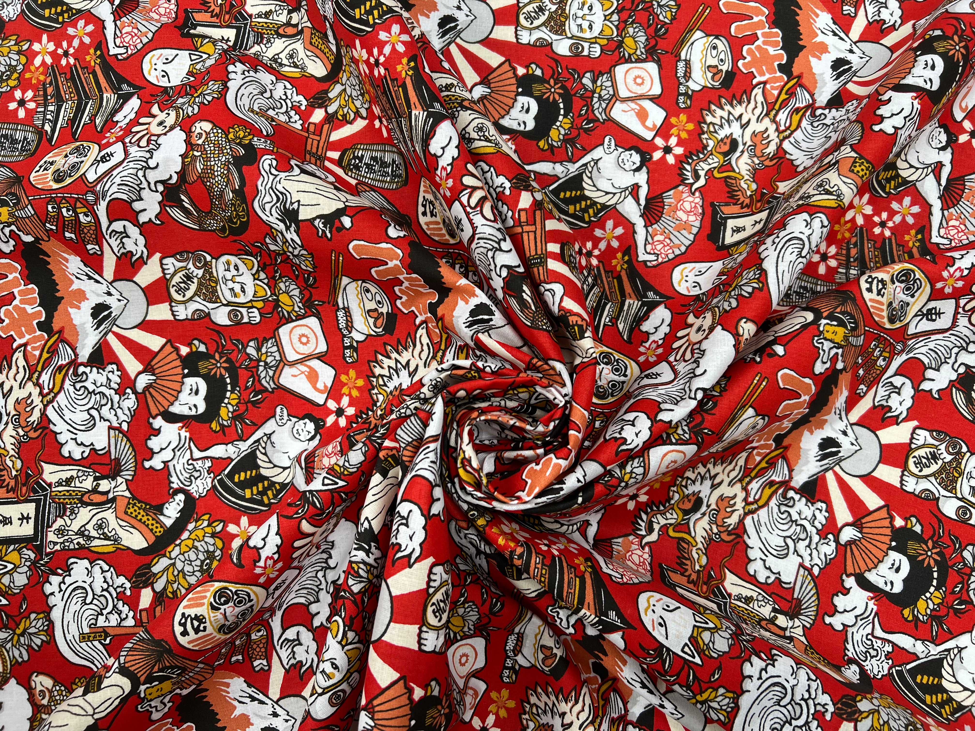 PERCALE DE COTON DARUMA ROUGE - My Little Coupon
