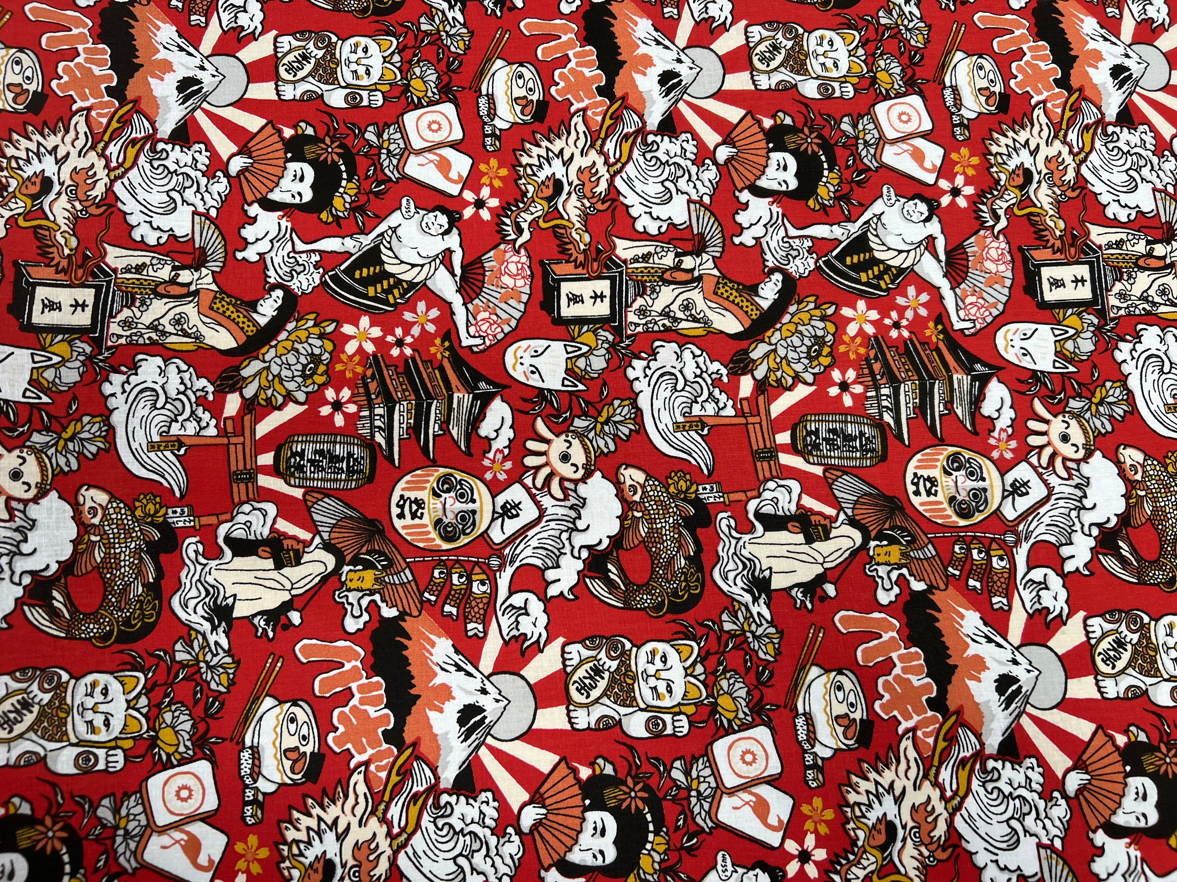 PERCALE DE COTON DARUMA ROUGE - My Little Coupon