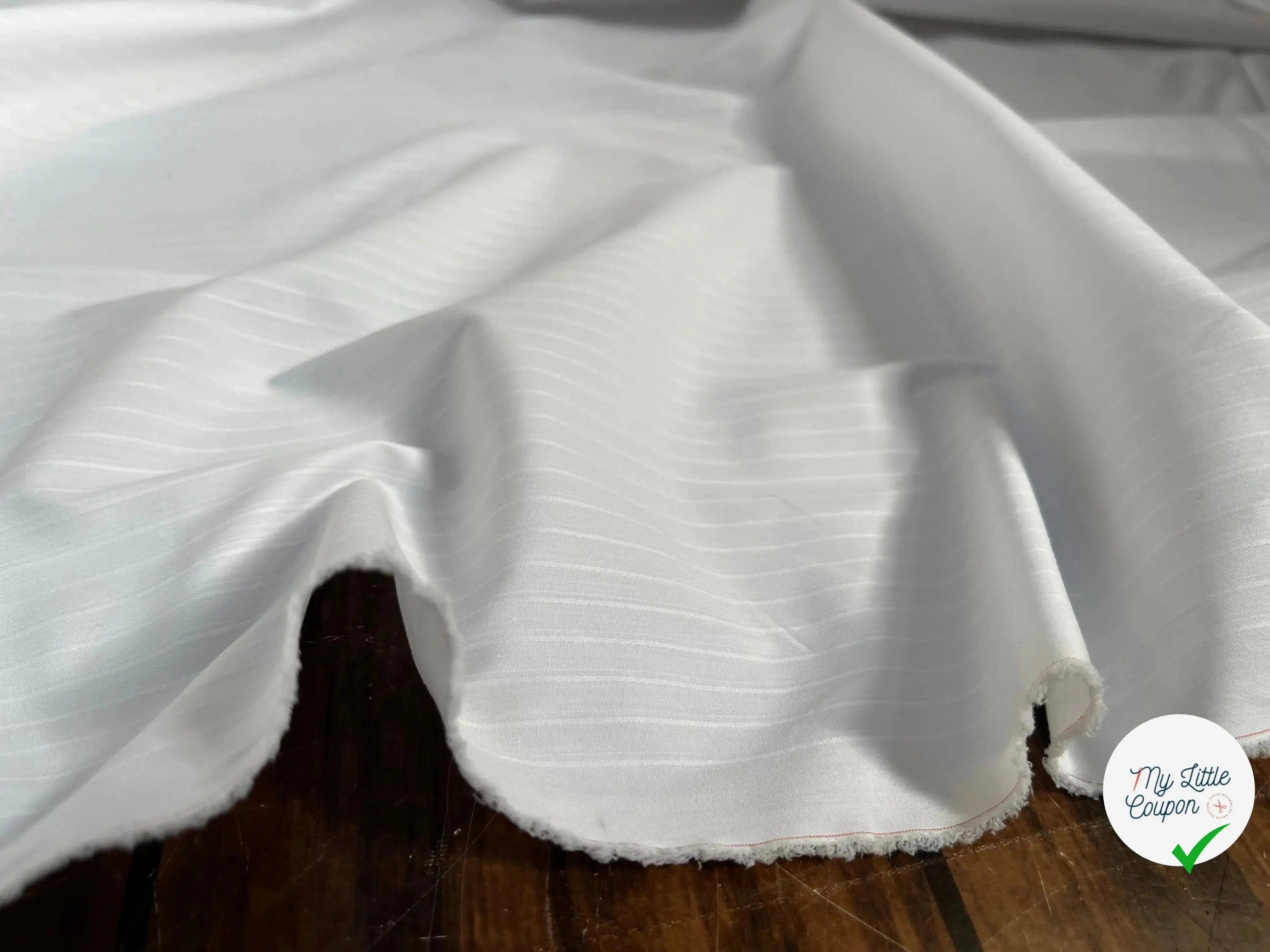 POPELINE BLANC RAYURES BLANC - My Little Coupon