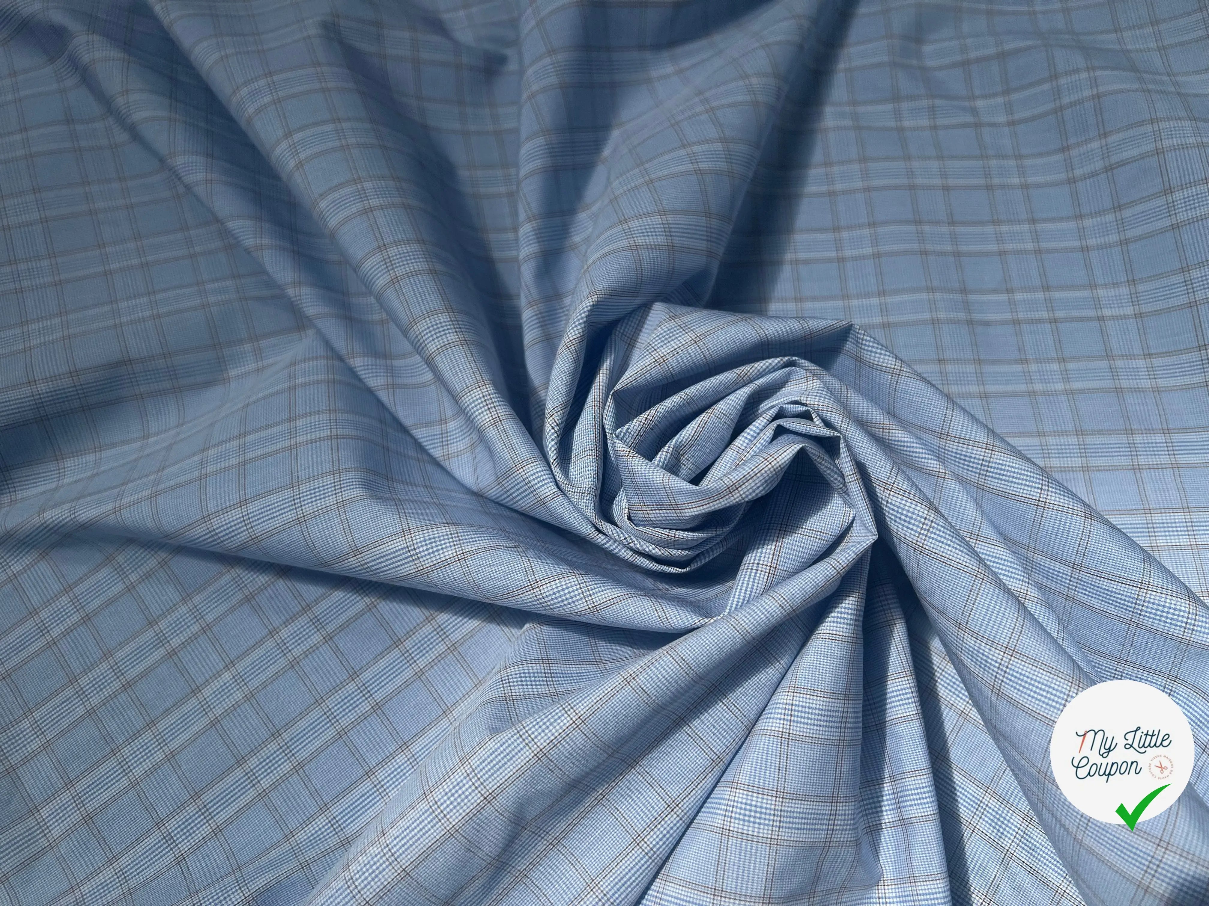 (Chute) POPELINE COTON CARREAUX FOND BLEU - My Little Coupon