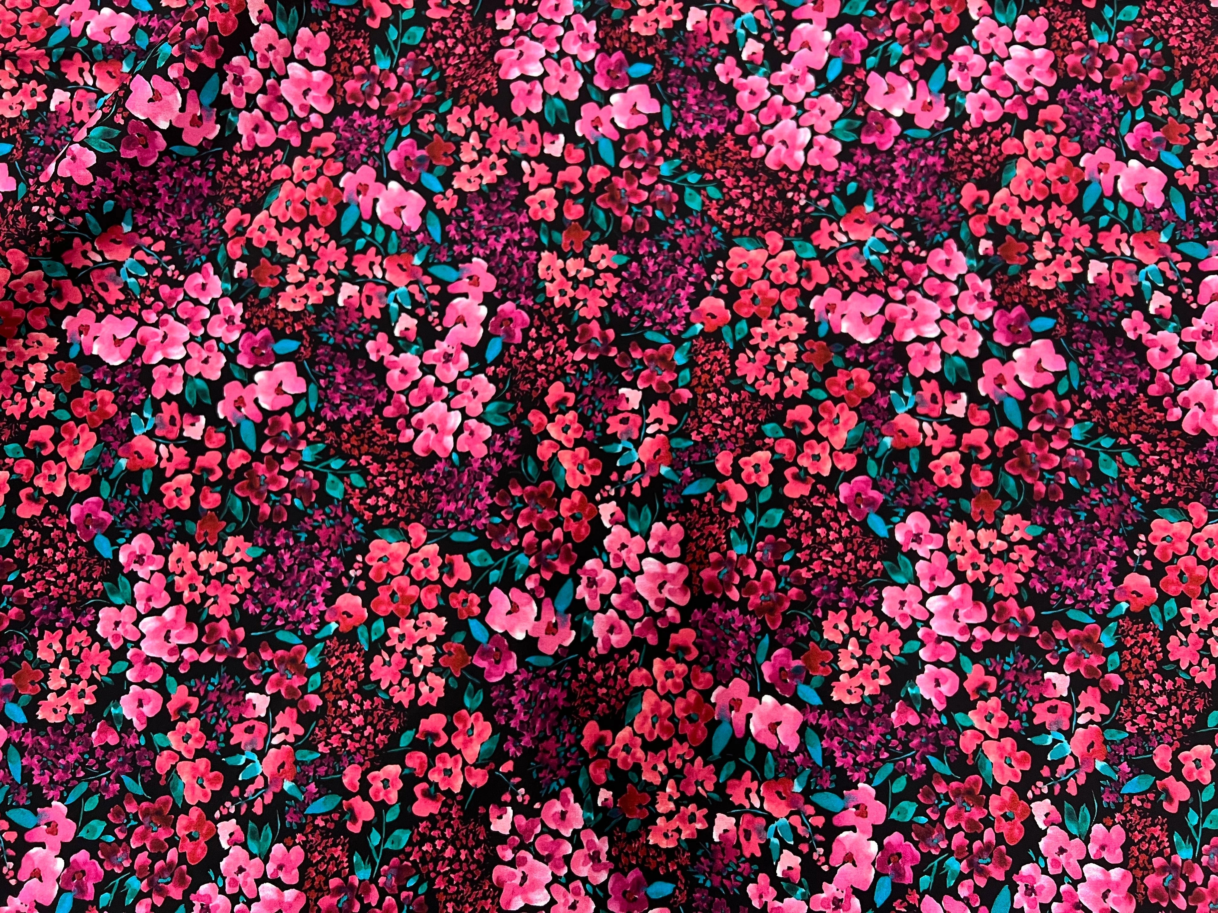 (Chute) POPELINE COTON DIGITAL FLOWERS – BLACK - My Little Coupon
