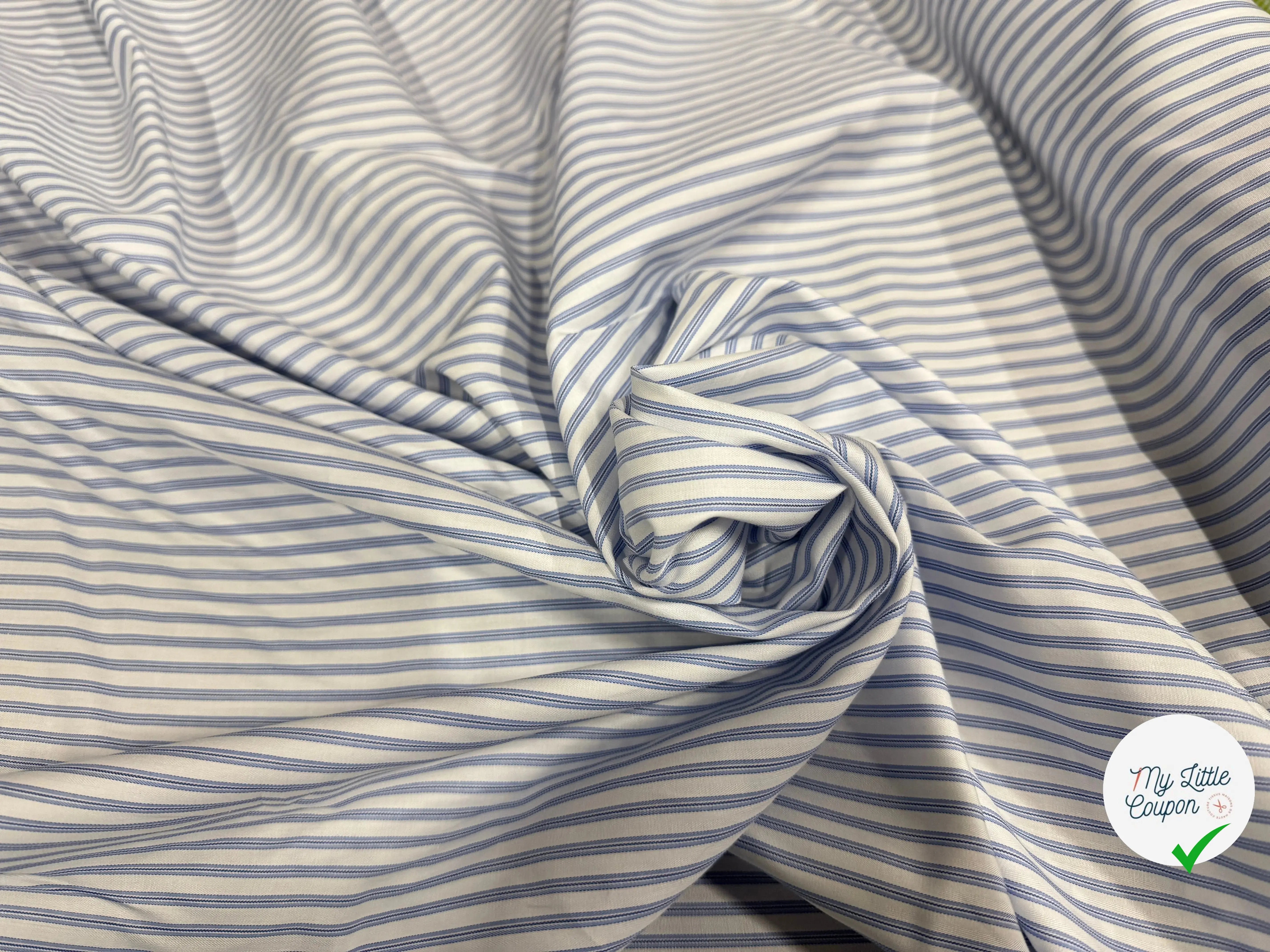 POPELINE COTON ELEGANCE WHITE & BLUE - My Little Coupon