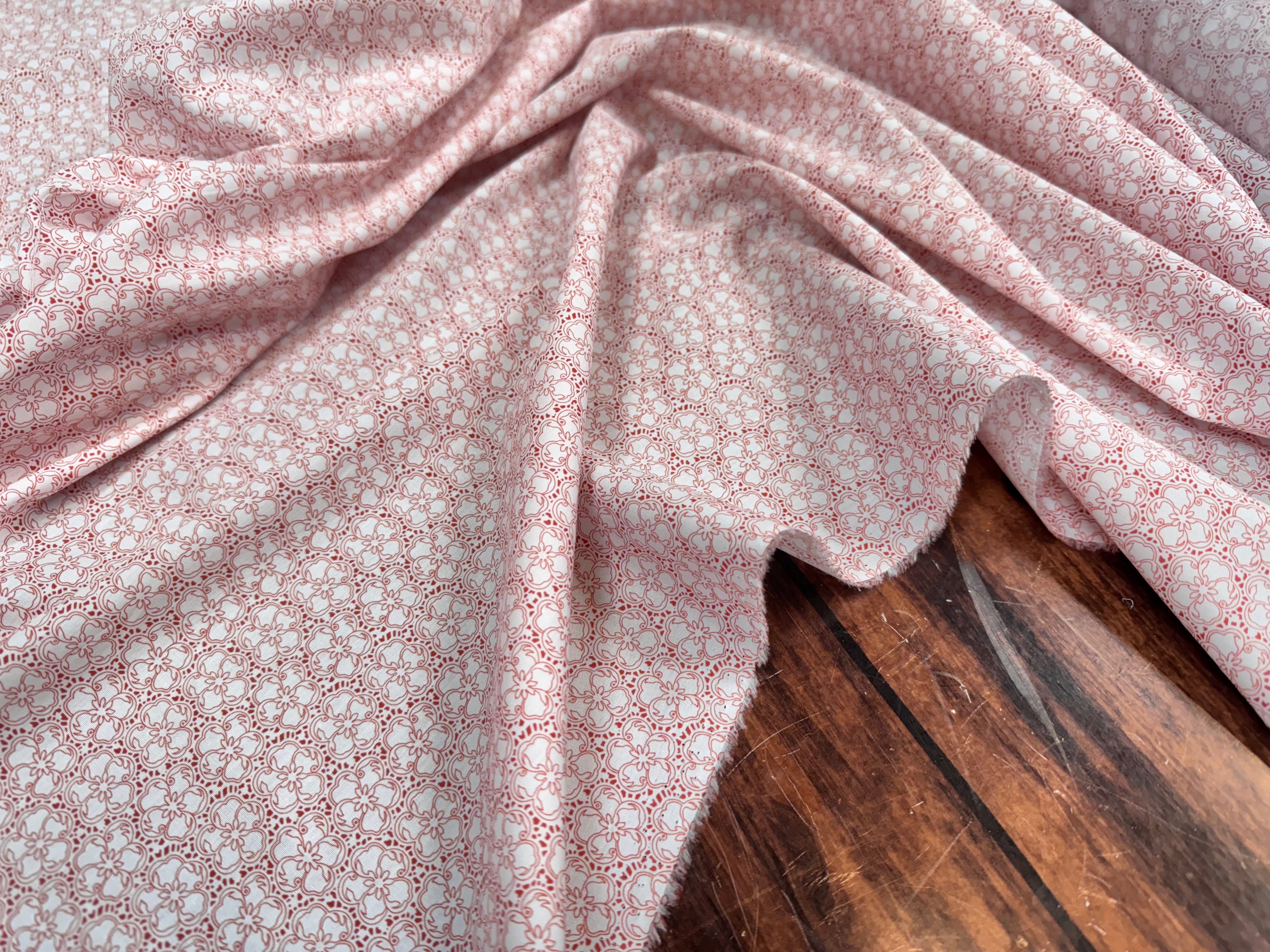 (Chute) POPELINE COTON FLEURS TERRACOTA - My Little Coupon