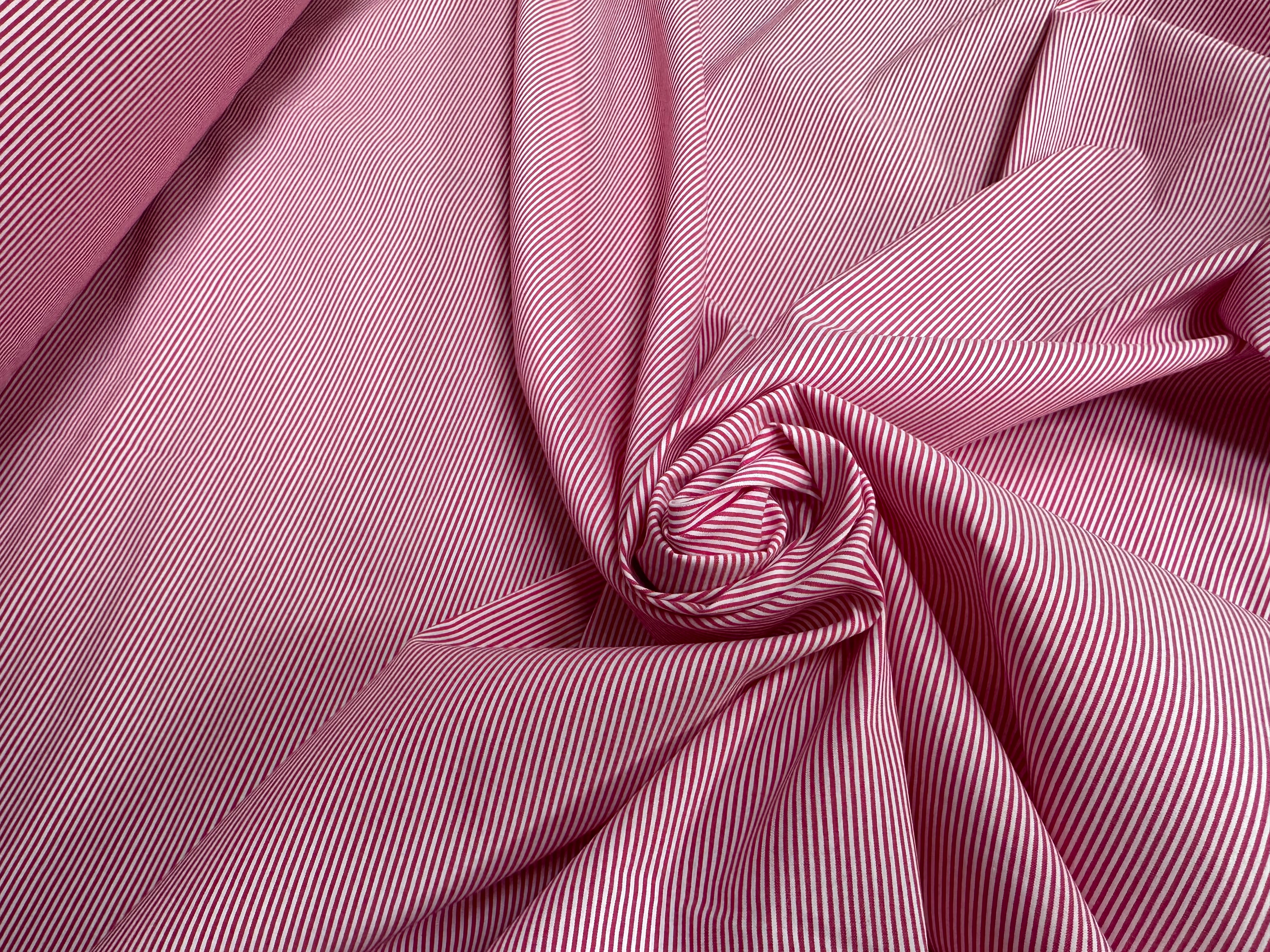 (Chute) POPELINE COTON ORGANIQUE PA RAYURES ROSE BLANC - My Little Coupon