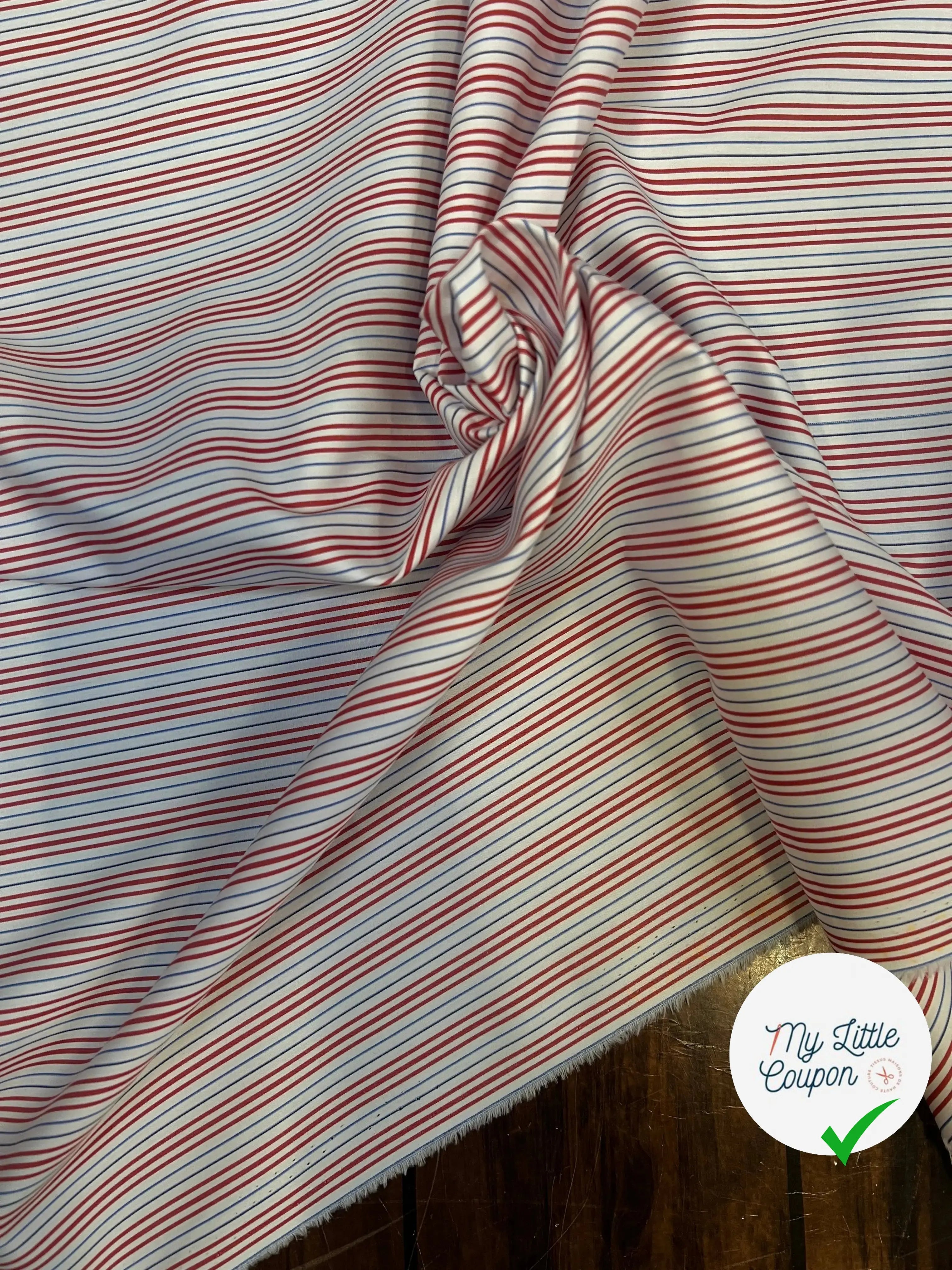 POPELINE DE COTON RAYURES BLEU BLANC ROUGE - My Little Coupon