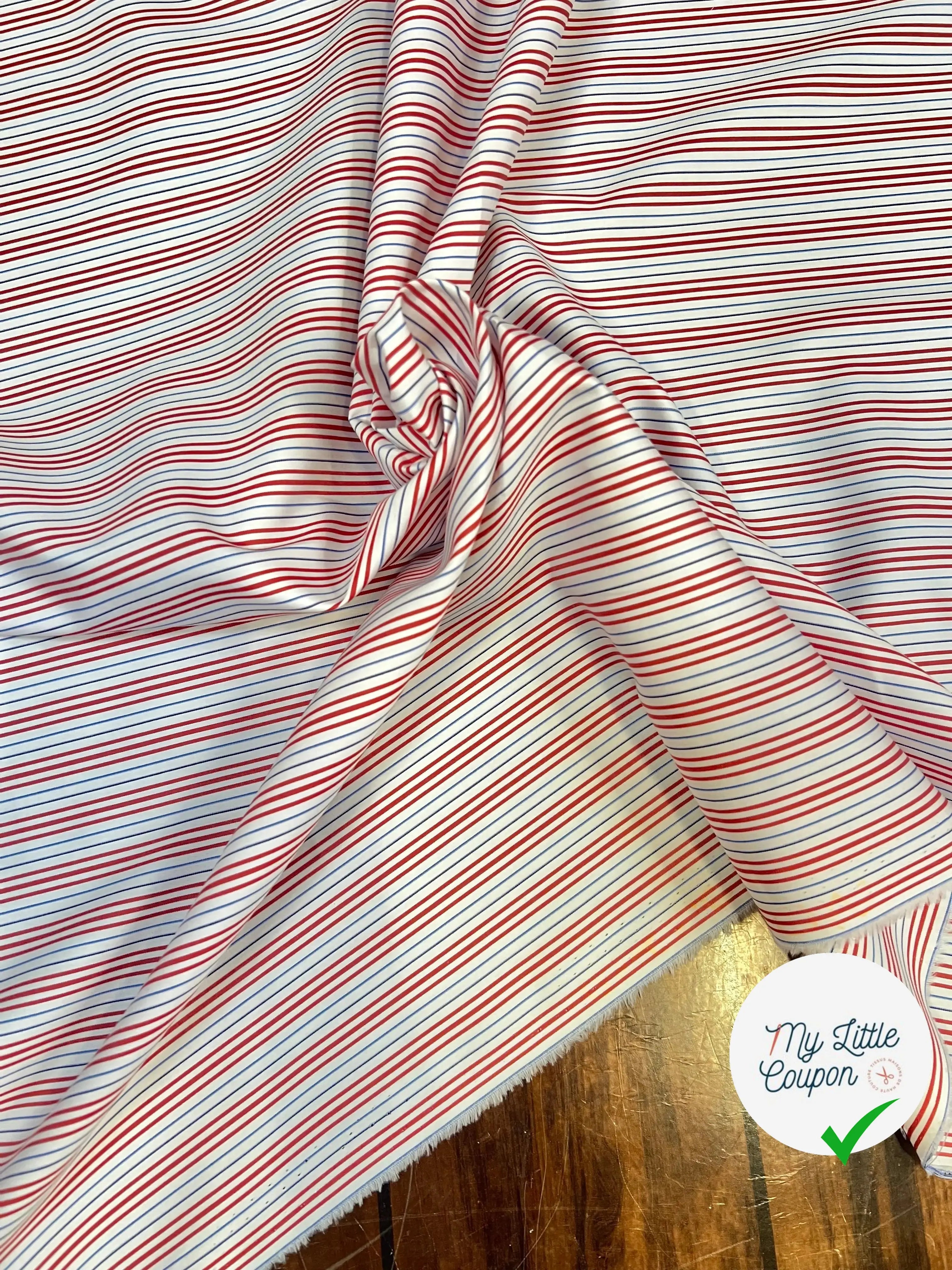 POPELINE DE COTON RAYURES BLEU BLANC ROUGE - My Little Coupon