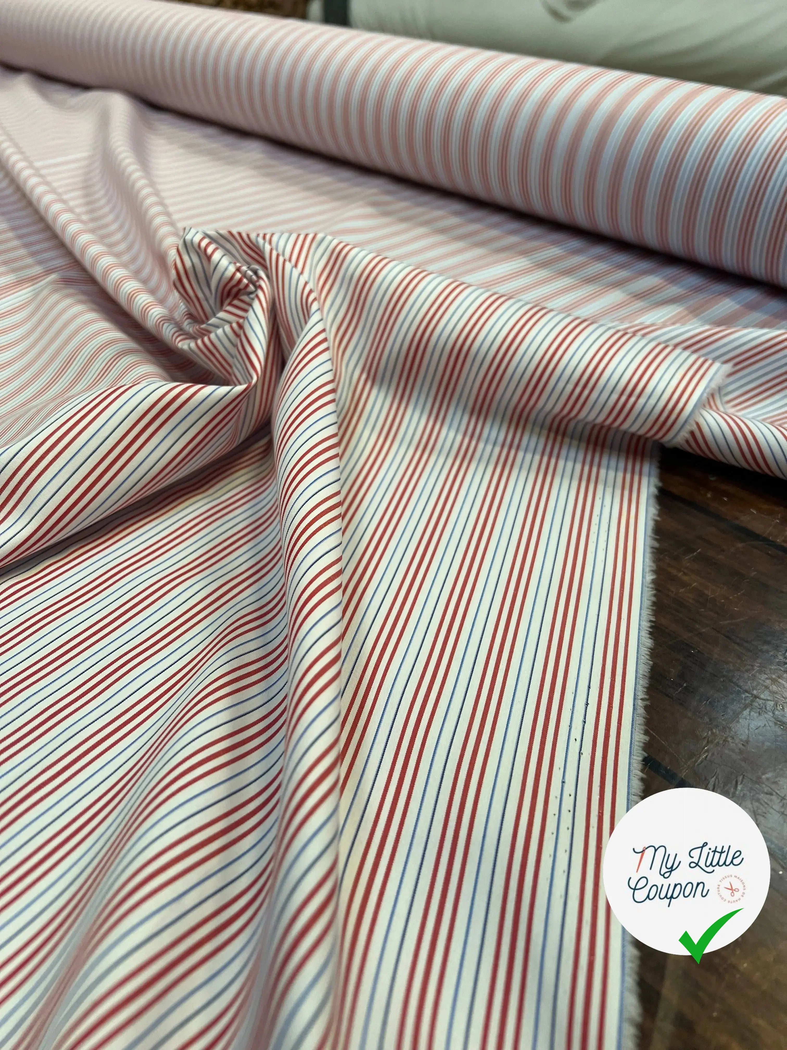 POPELINE DE COTON RAYURES BLEU BLANC ROUGE - My Little Coupon