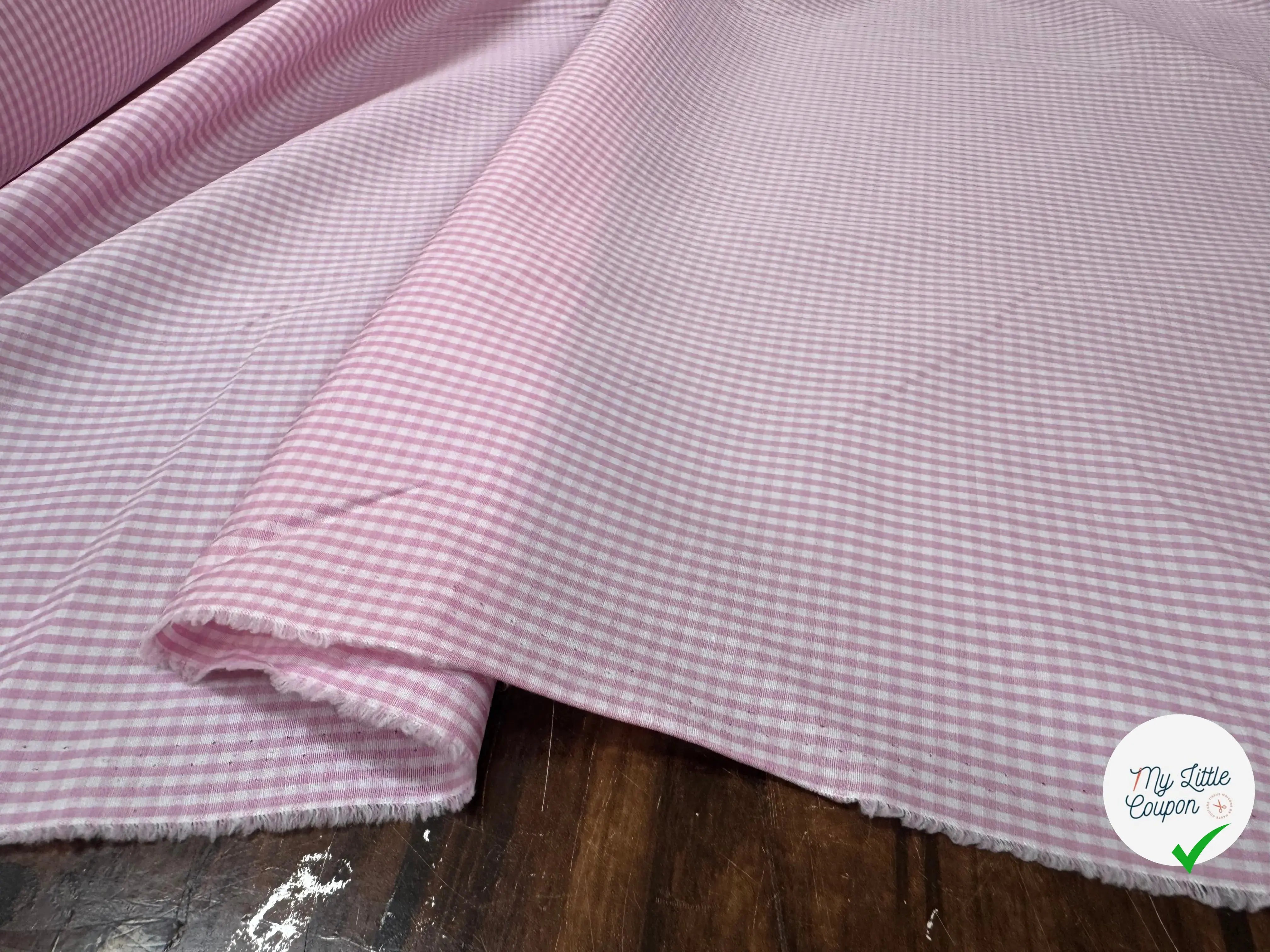 POPELINE DE COTON 100% COTON MOTIF VICHY ROSE - My Little Coupon