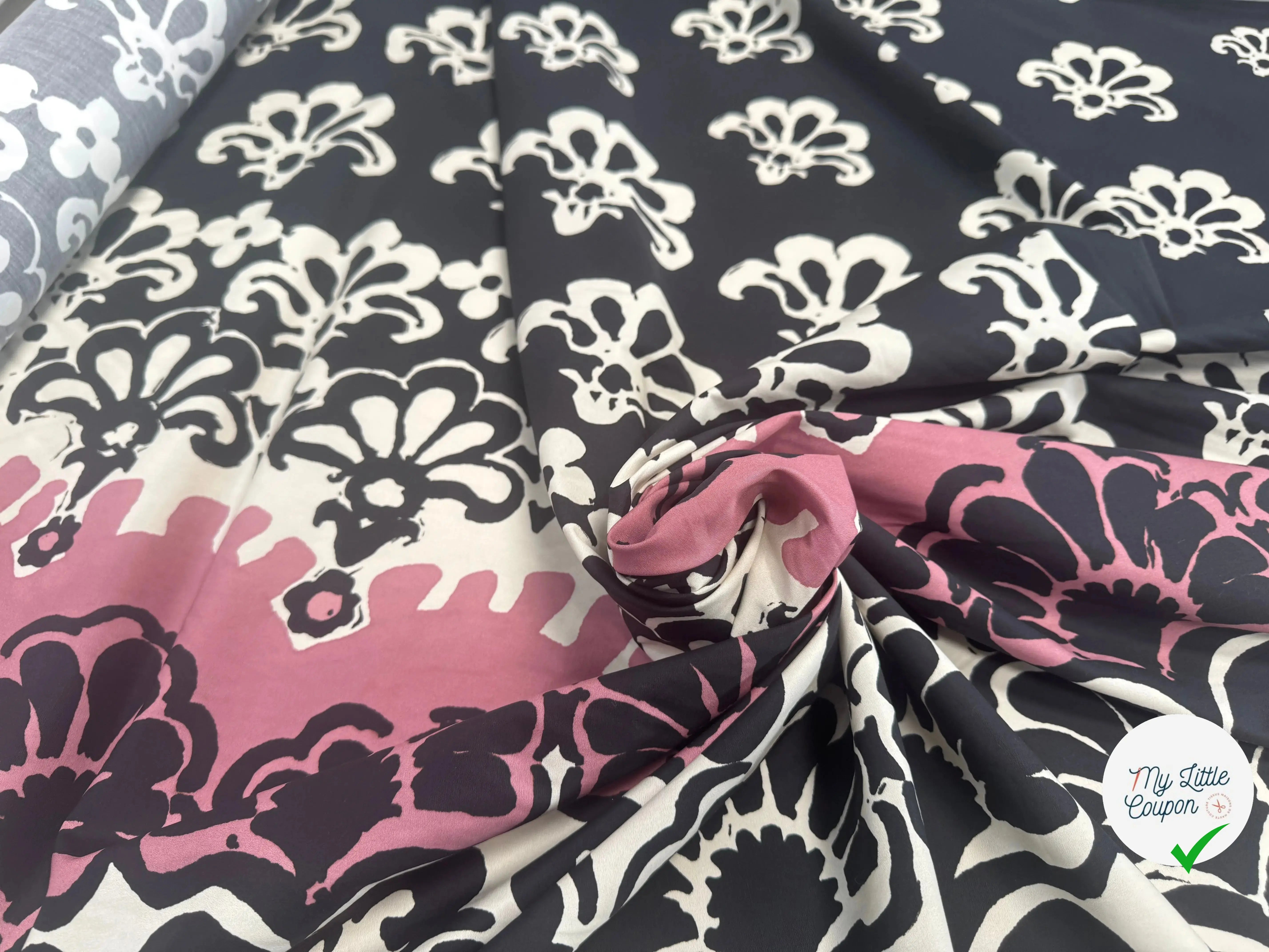 POPELINE DE COTON AVEC BASE FLEURS ABSTRAITE - My Little Coupon
