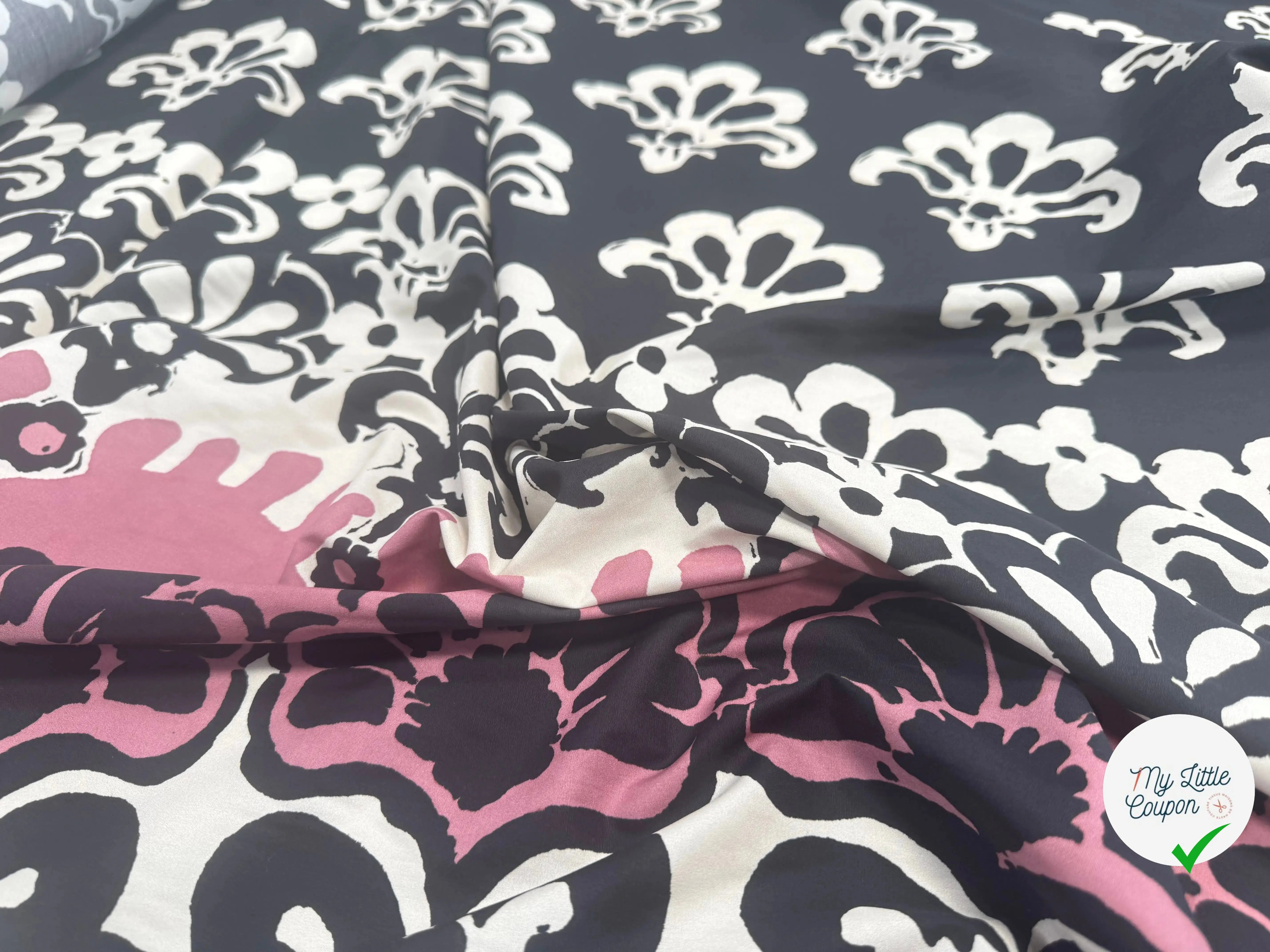 POPELINE DE COTON AVEC BASE FLEURS ABSTRAITE - My Little Coupon