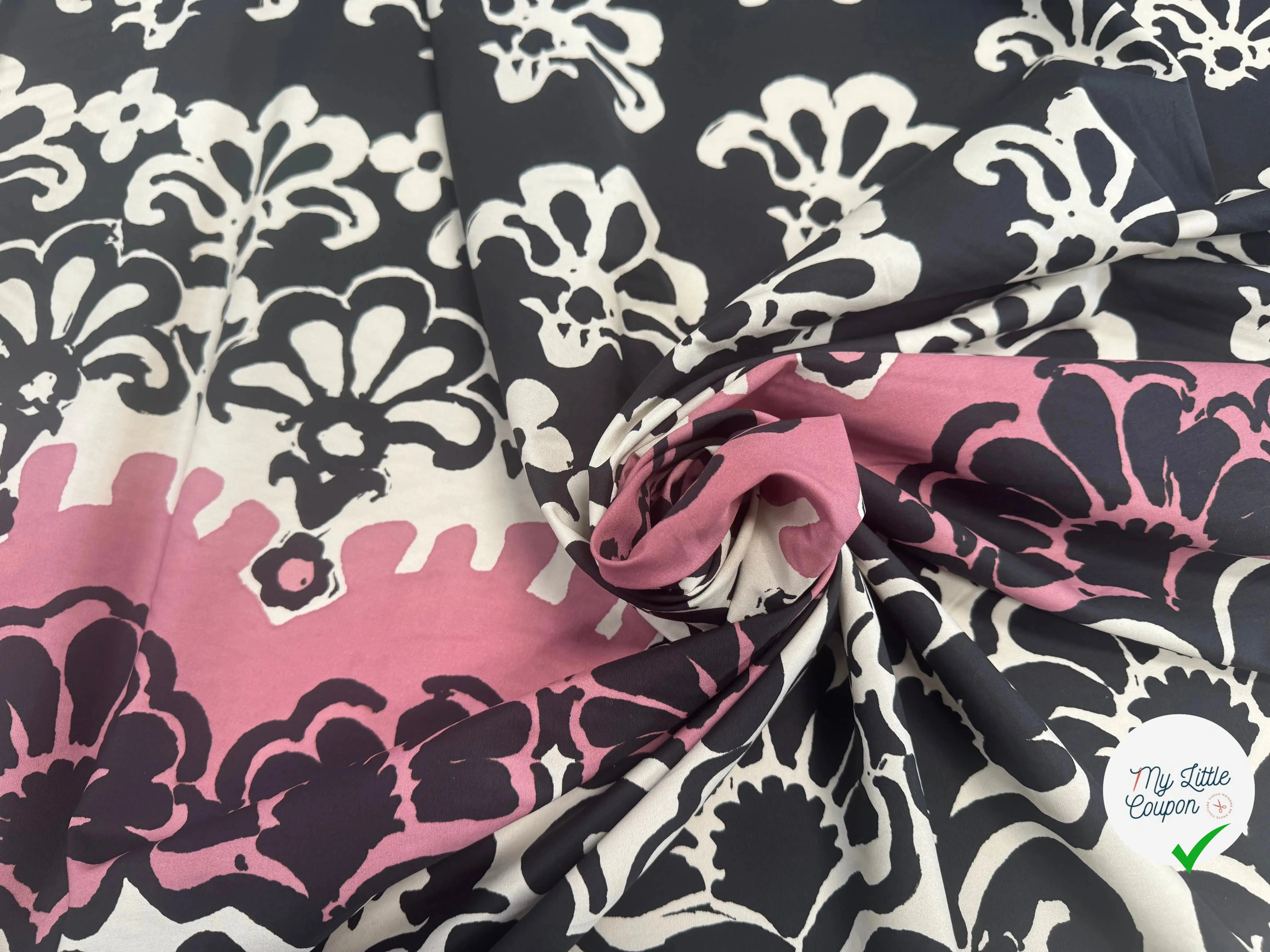 POPELINE DE COTON AVEC BASE FLEURS ABSTRAITE - My Little Coupon