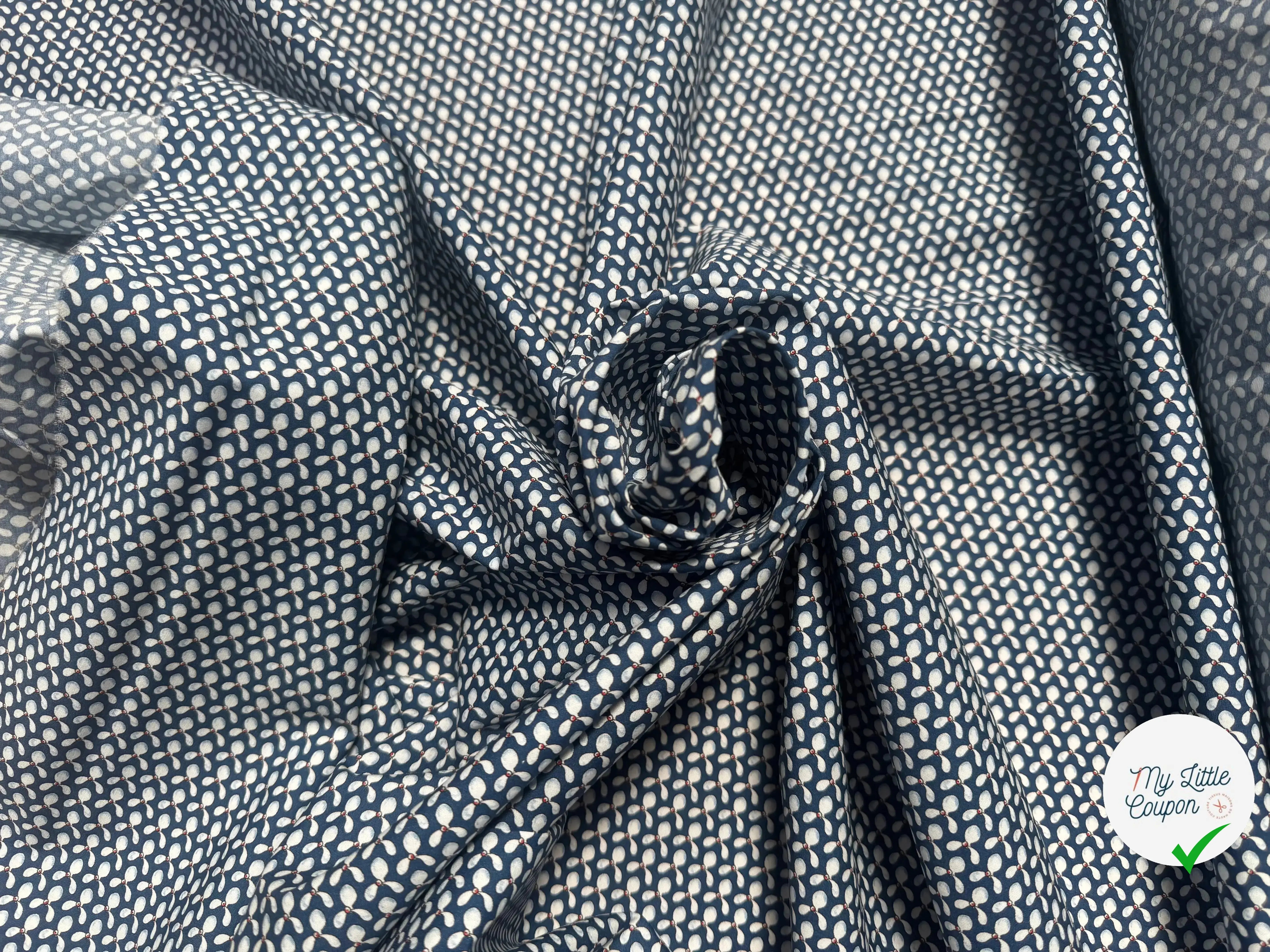 POPELINE DE COTON BLEU PETITS MOTIFS - My Little Coupon