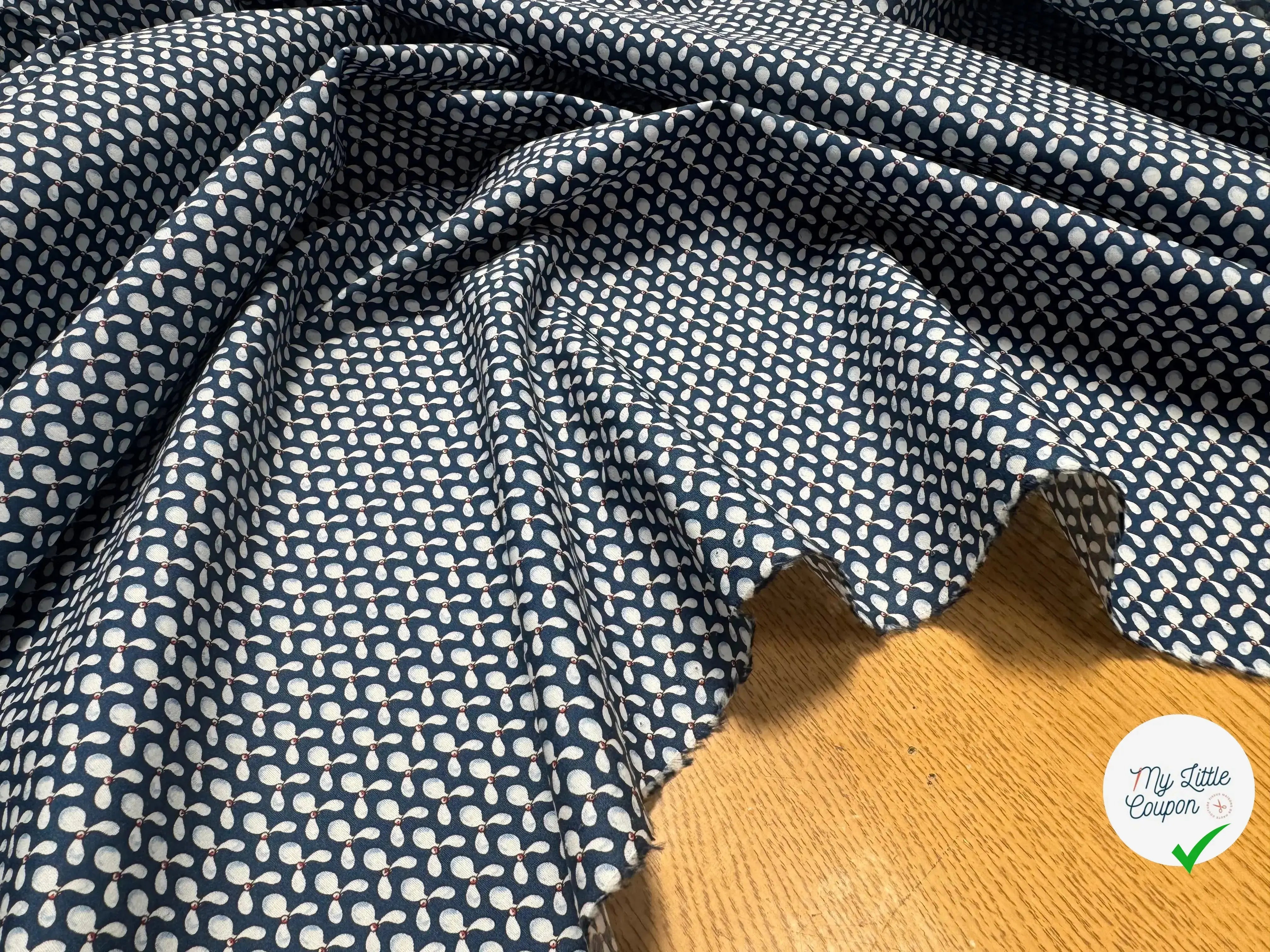 POPELINE DE COTON BLEU PETITS MOTIFS - My Little Coupon