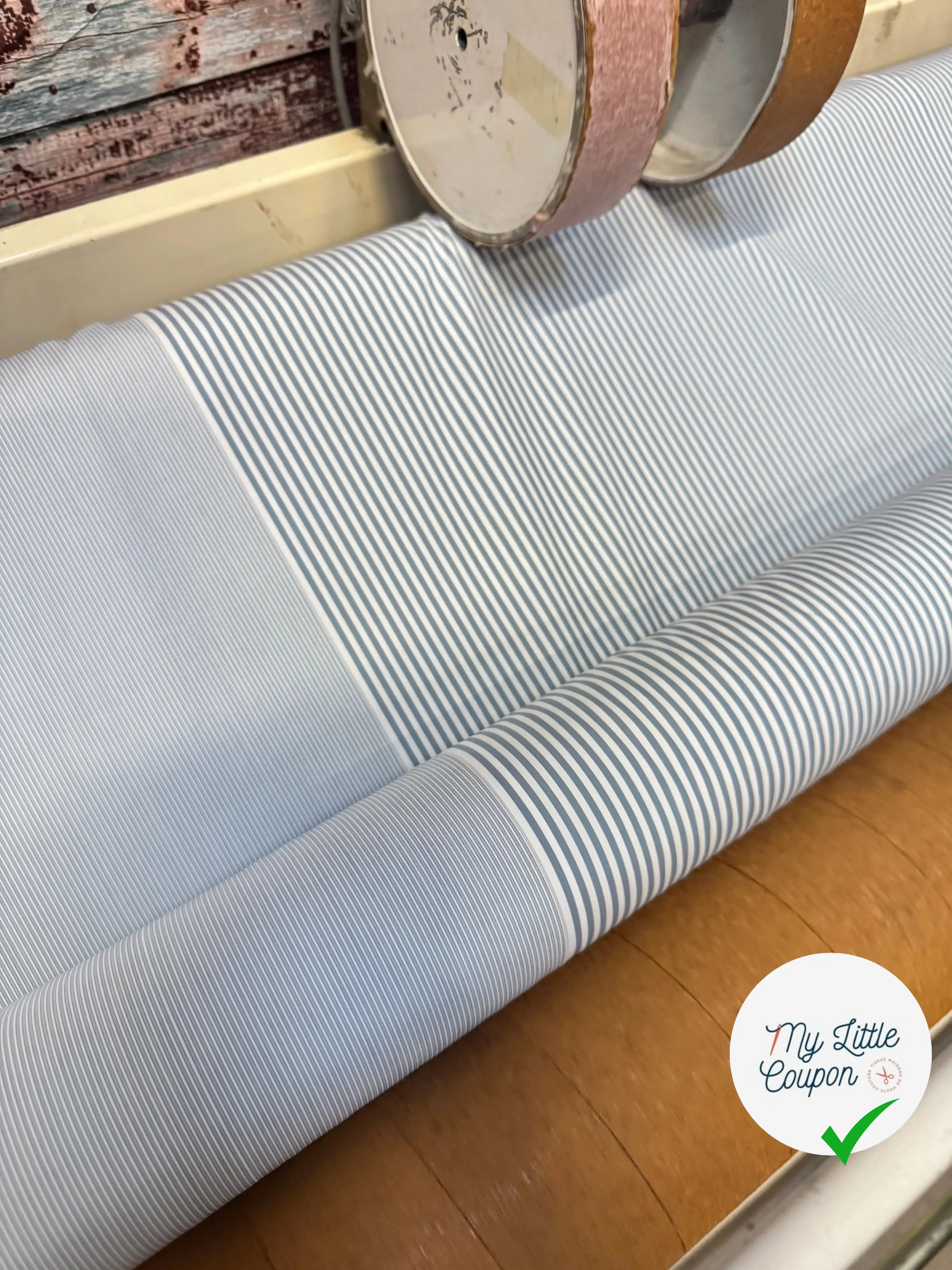 POPELINE DE COTON DOUBLE LAIZE DIVERS BLEU - My Little Coupon