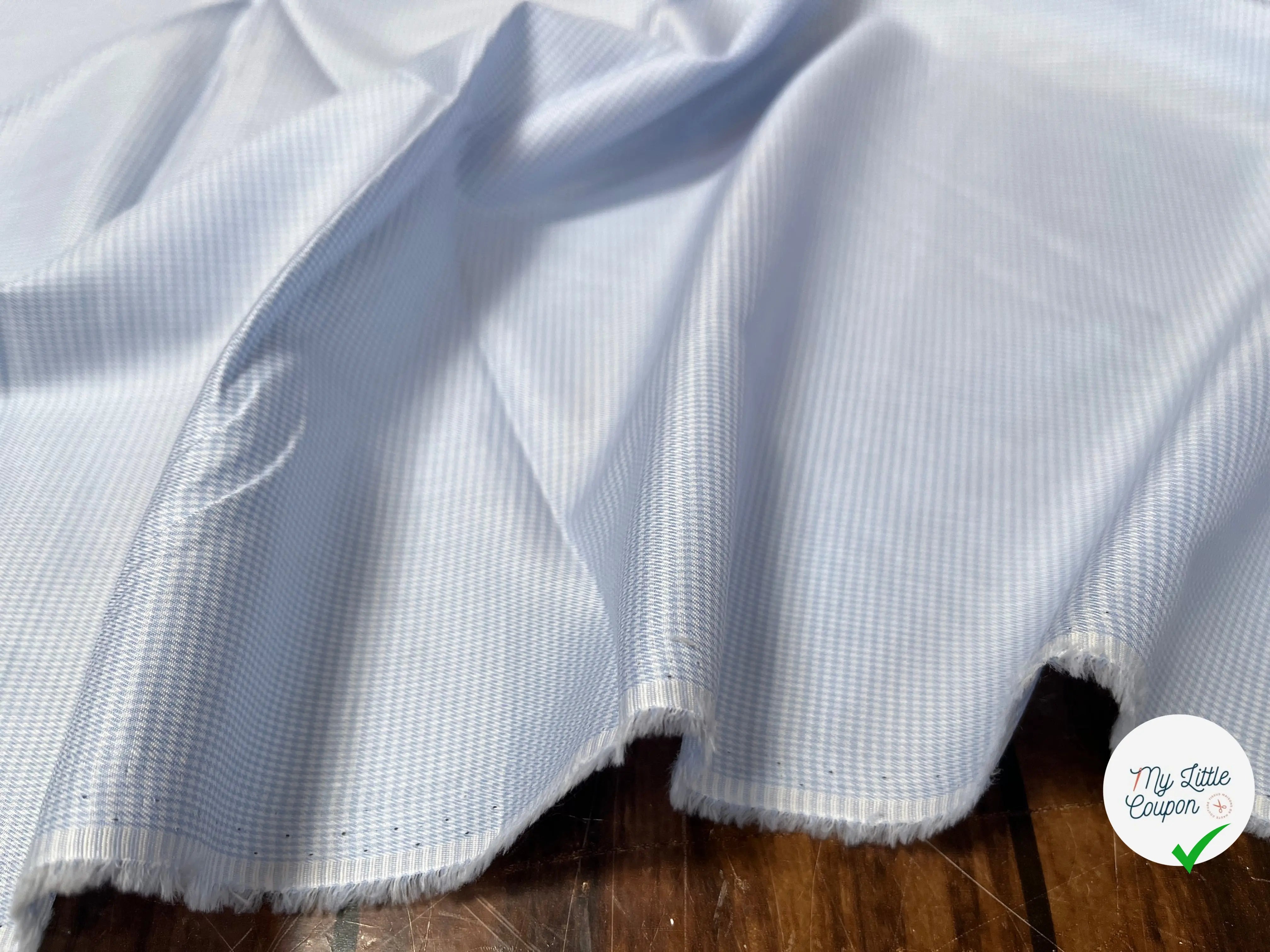 (Chute) POPELINE DE COTON PETIT CARREAUX BLANC BLEU CIEL - My Little Coupon