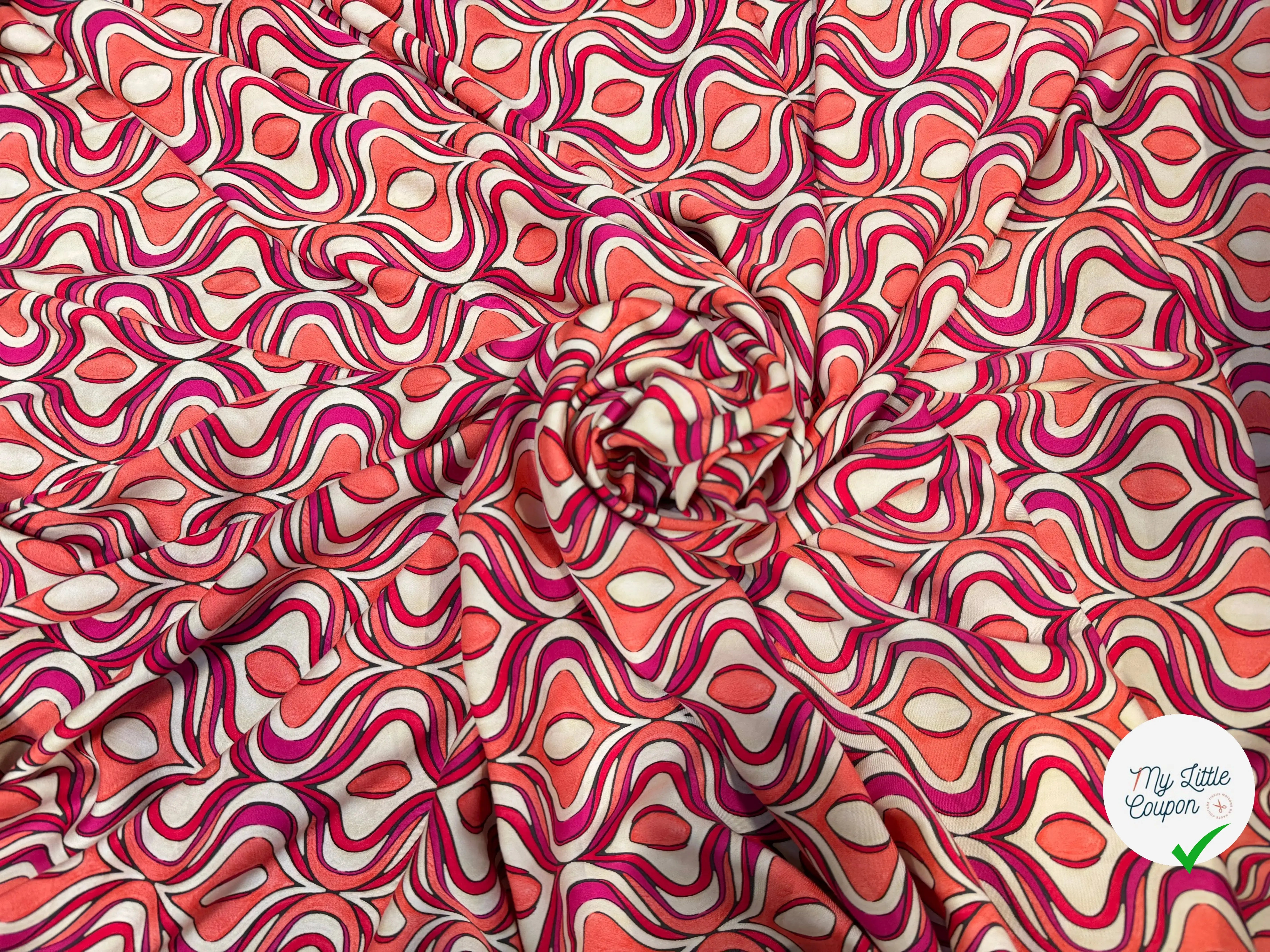 POPELINE DE VISCOSE IMPRIMÉE LEGEREMENT SATINEE - My Little Coupon
