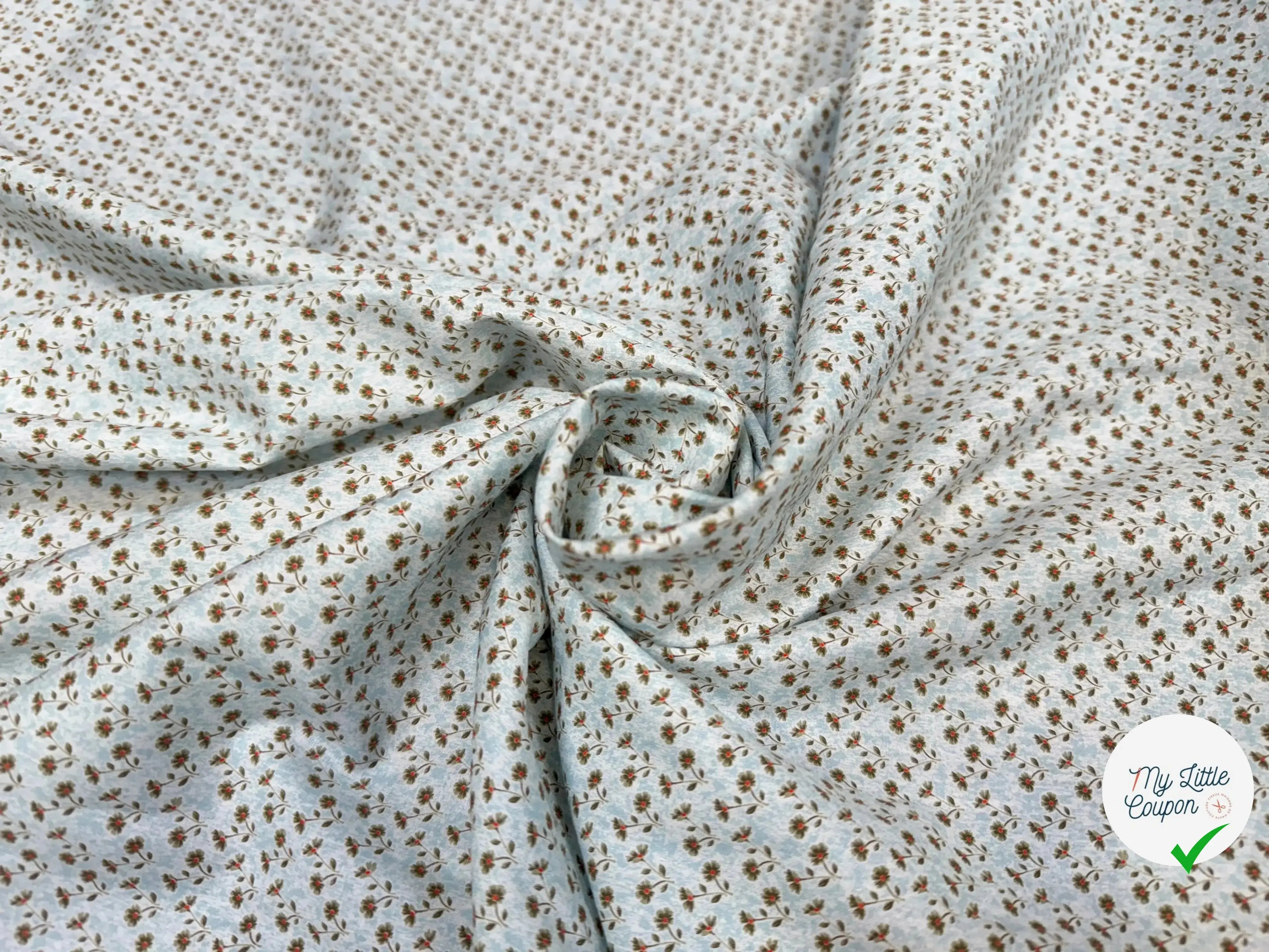 POPELINE FLEURETTE BABY BLUE - My Little Coupon