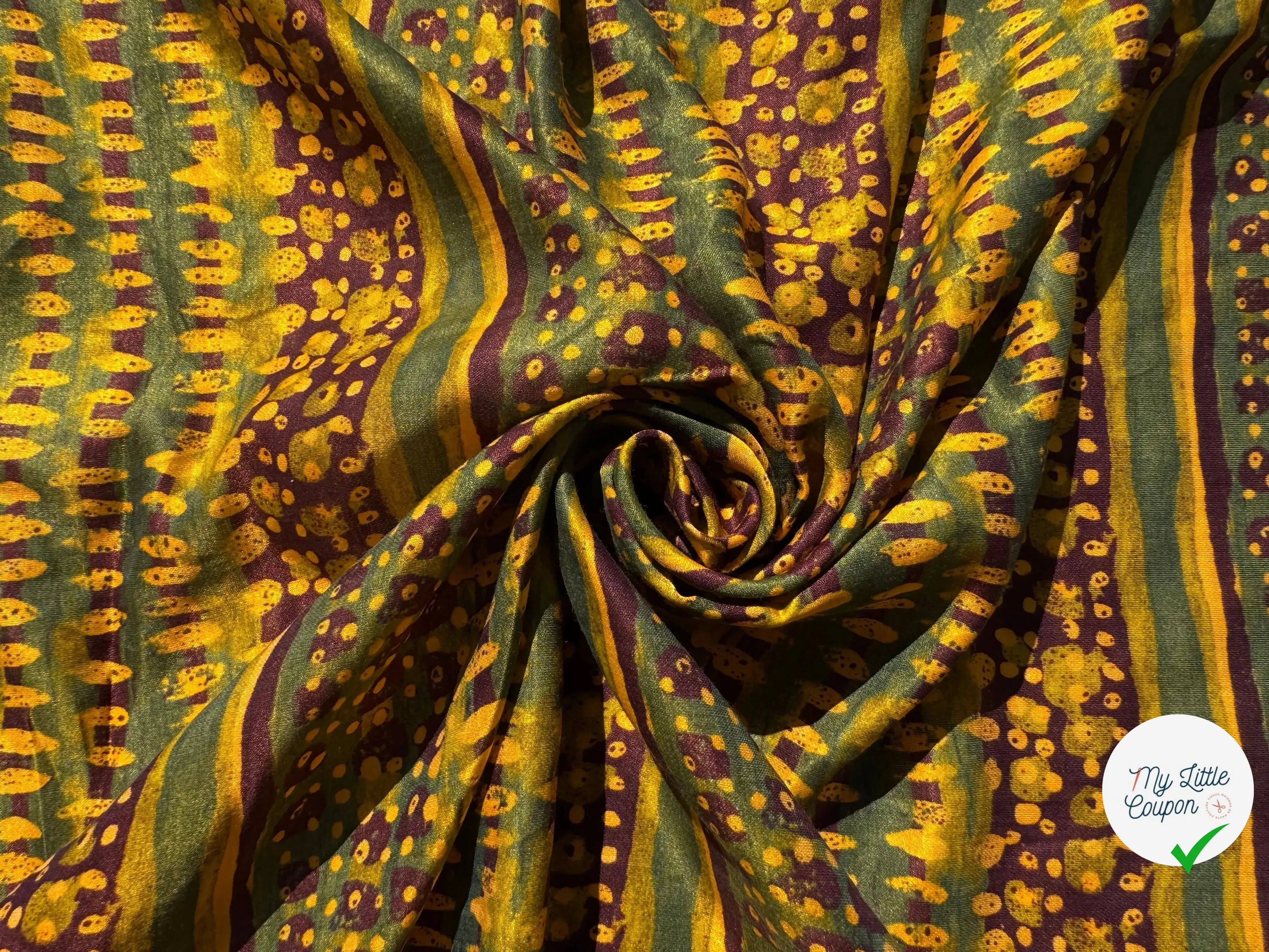 SATIN DE COTON MUSTARD BORDEAUX ET VERT OLIVE - My Little Coupon