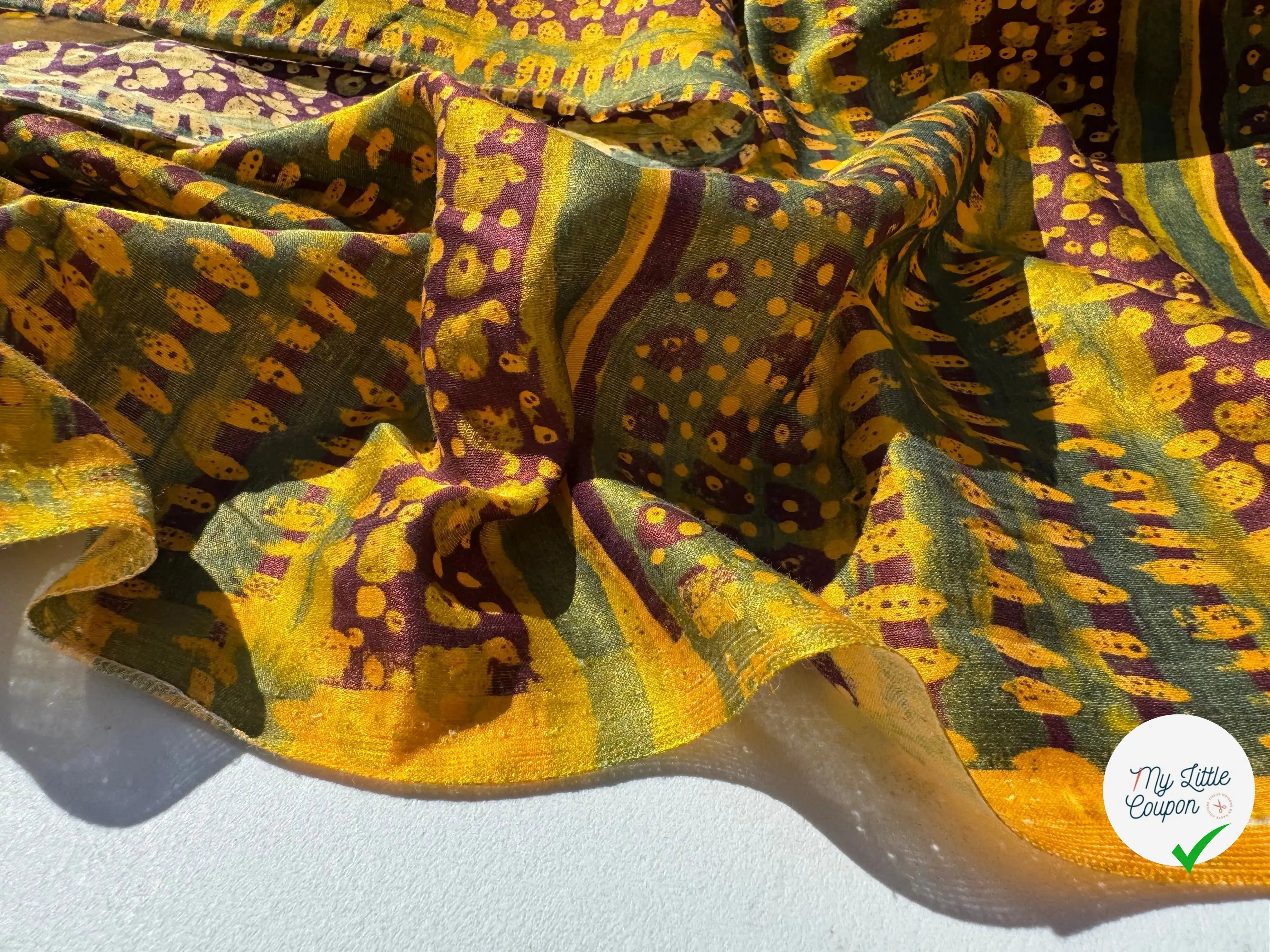 SATIN DE COTON MUSTARD BORDEAUX ET VERT OLIVE - My Little Coupon