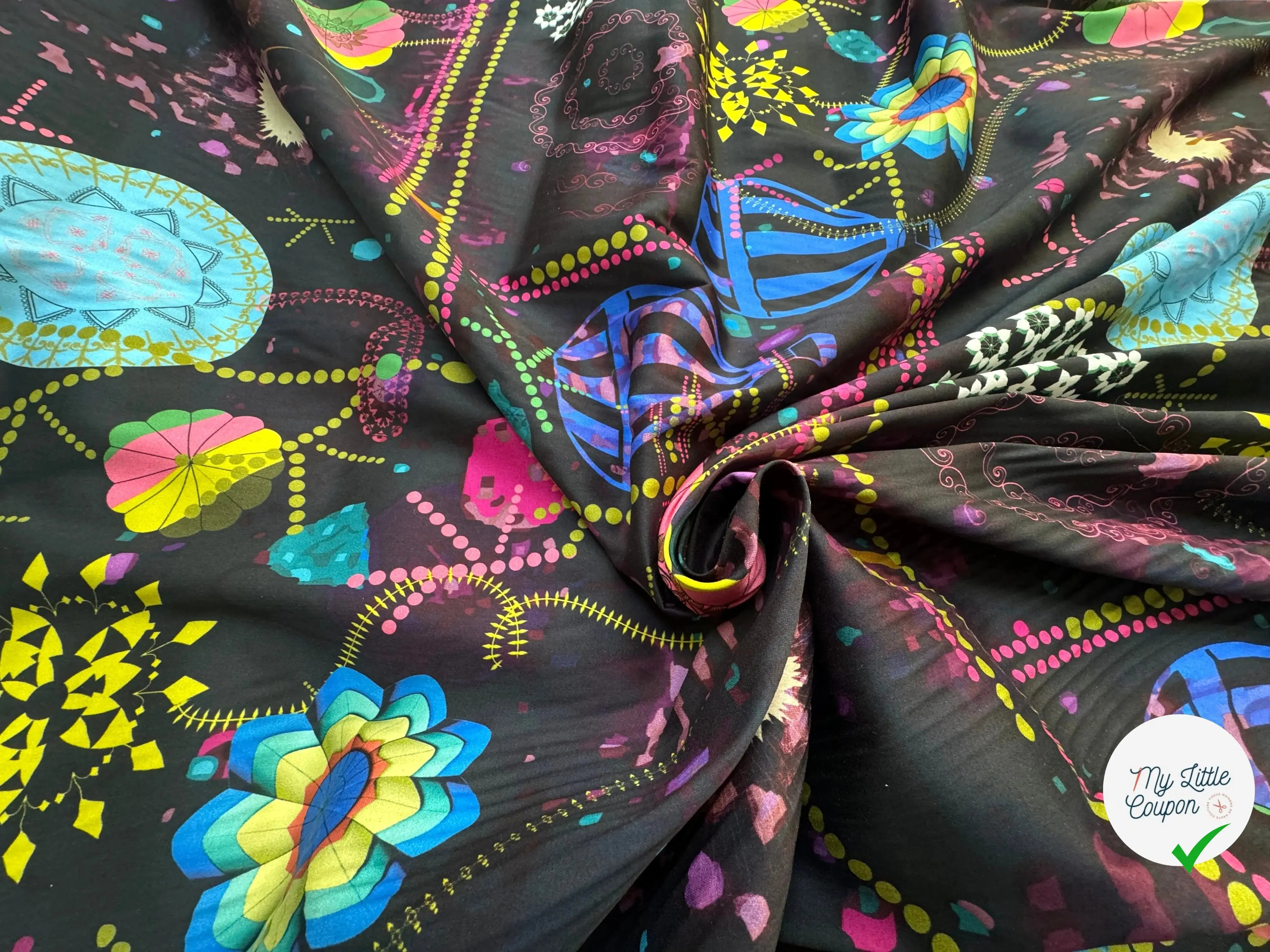 SATIN DE COTON NOIR RYTHMÉ STRECTH - My Little Coupon