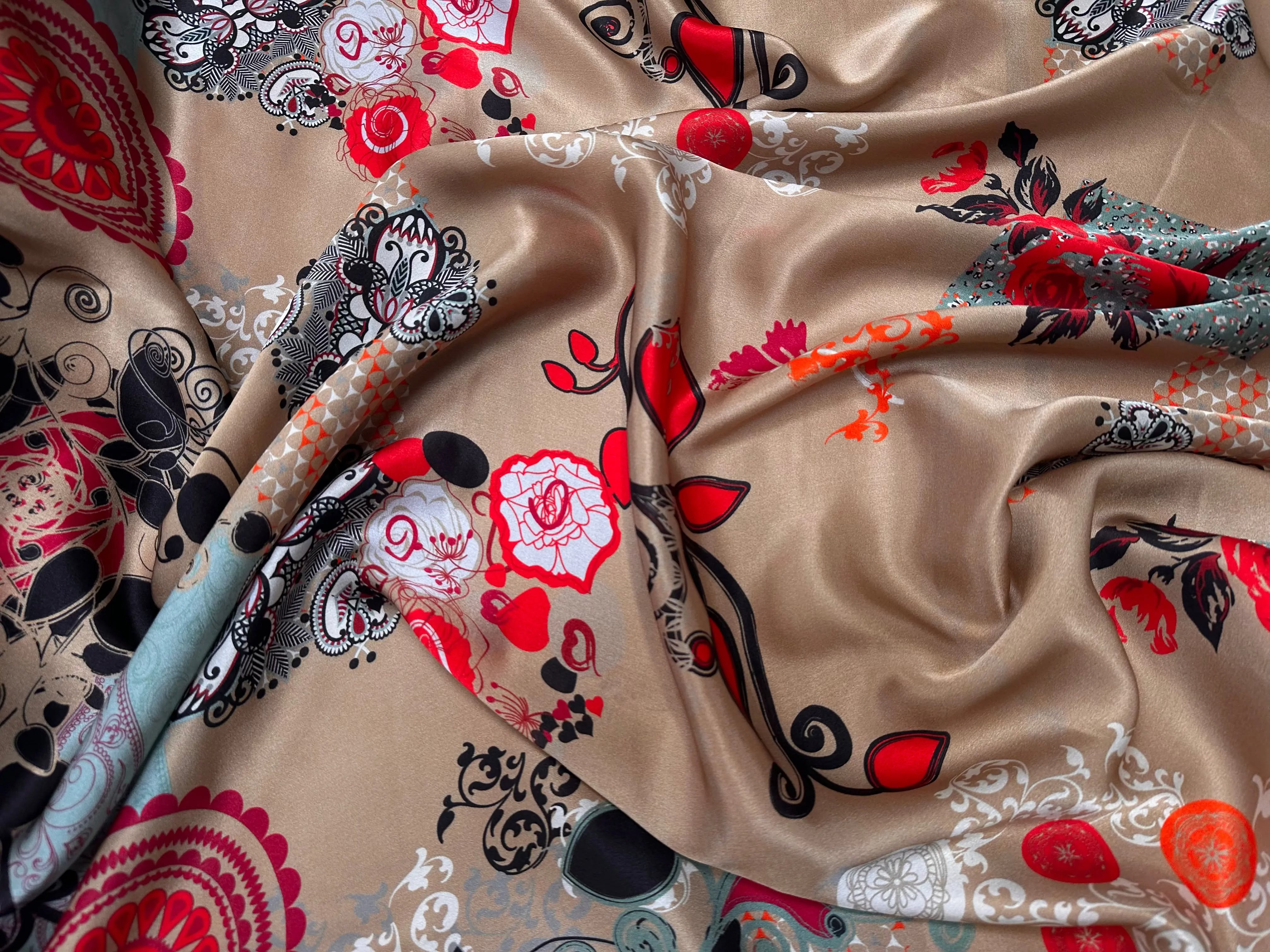 SATIN DE SOIE POESIA DI MARRONE E FOGLIE - My Little Coupon