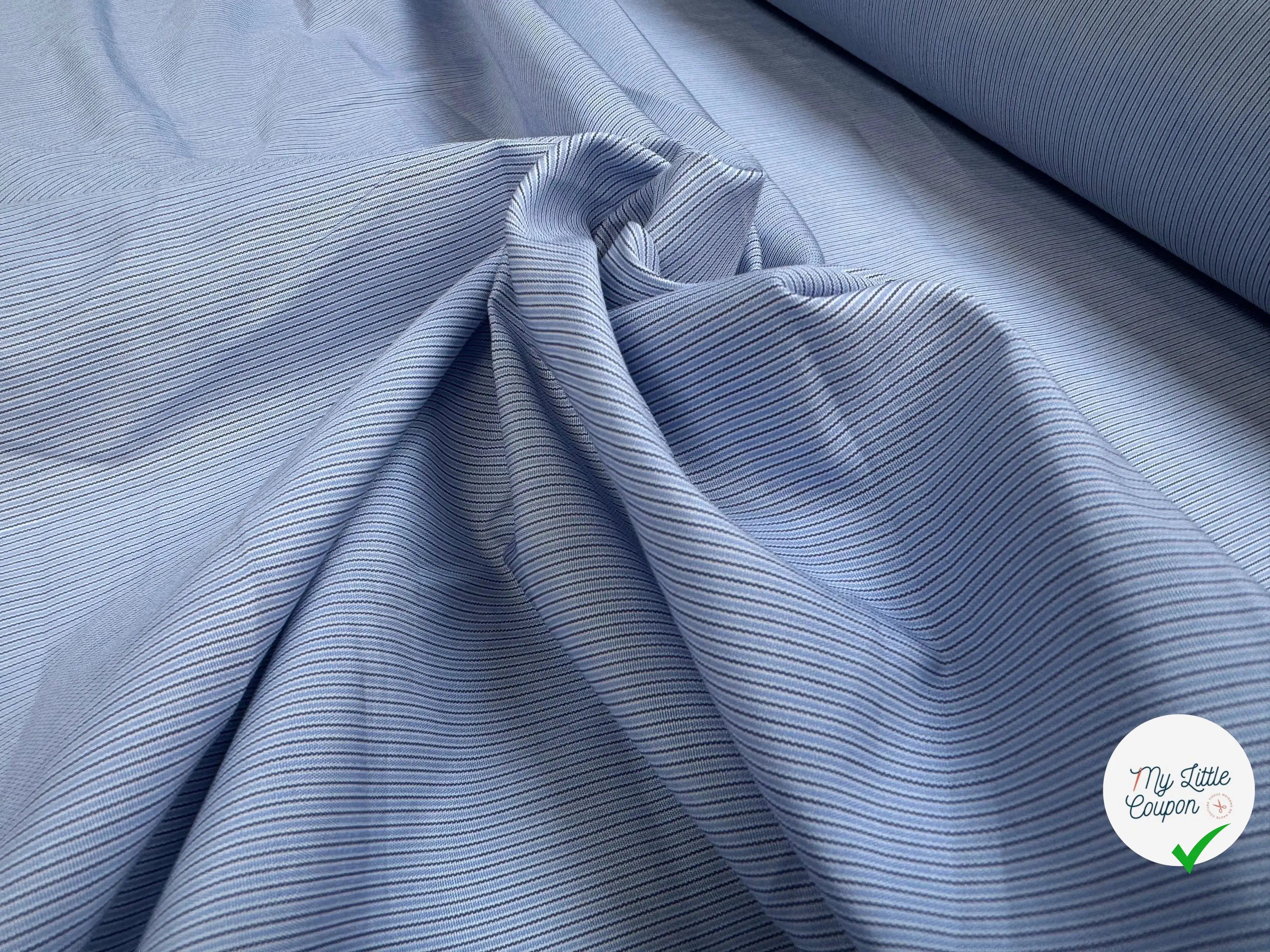 TISSU BLEU POPELINE - TOILE RAYE BLEU - My Little Coupon