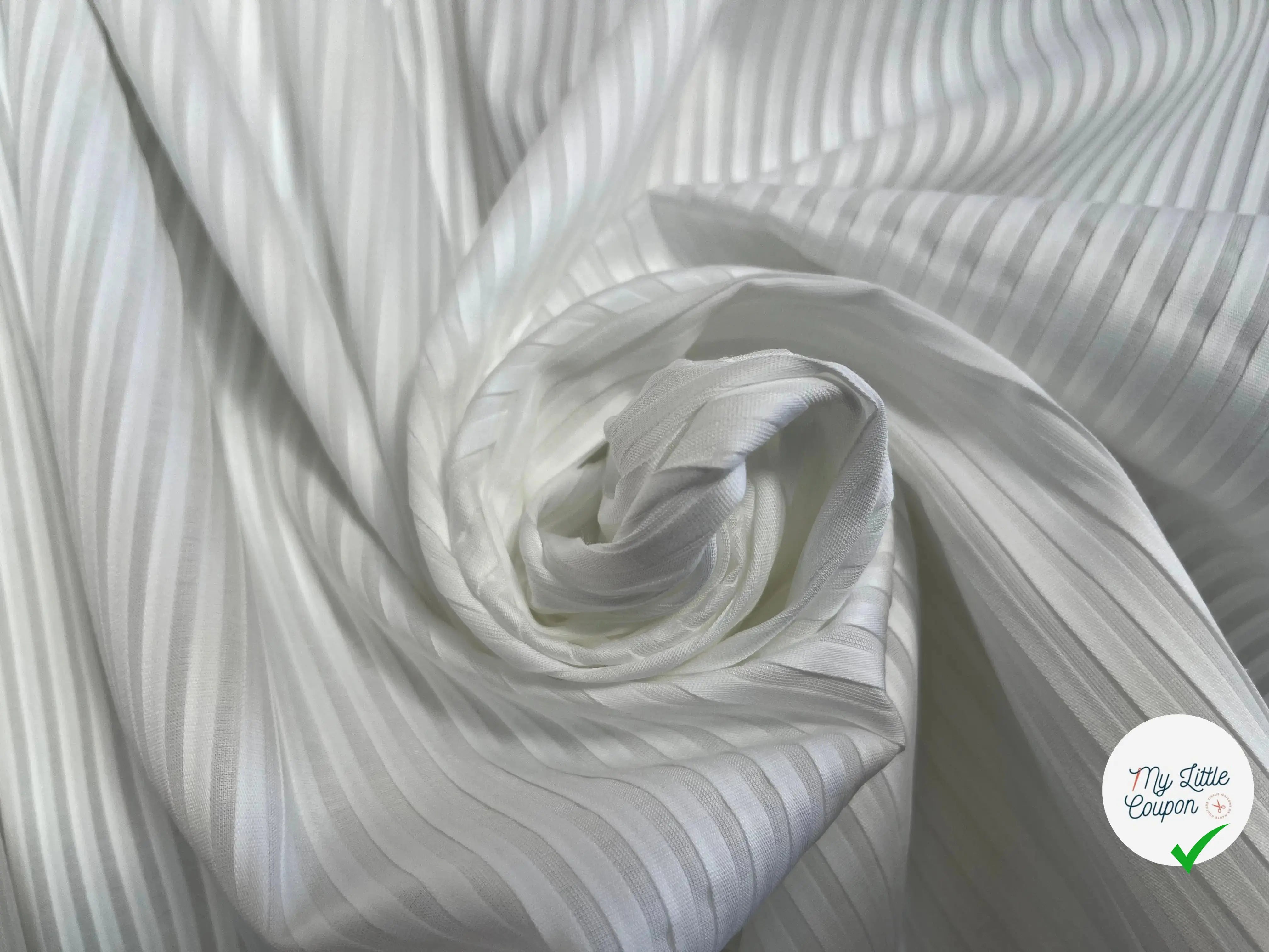 TISSU COTON UNI BLANC À RAYURE - My Little Coupon