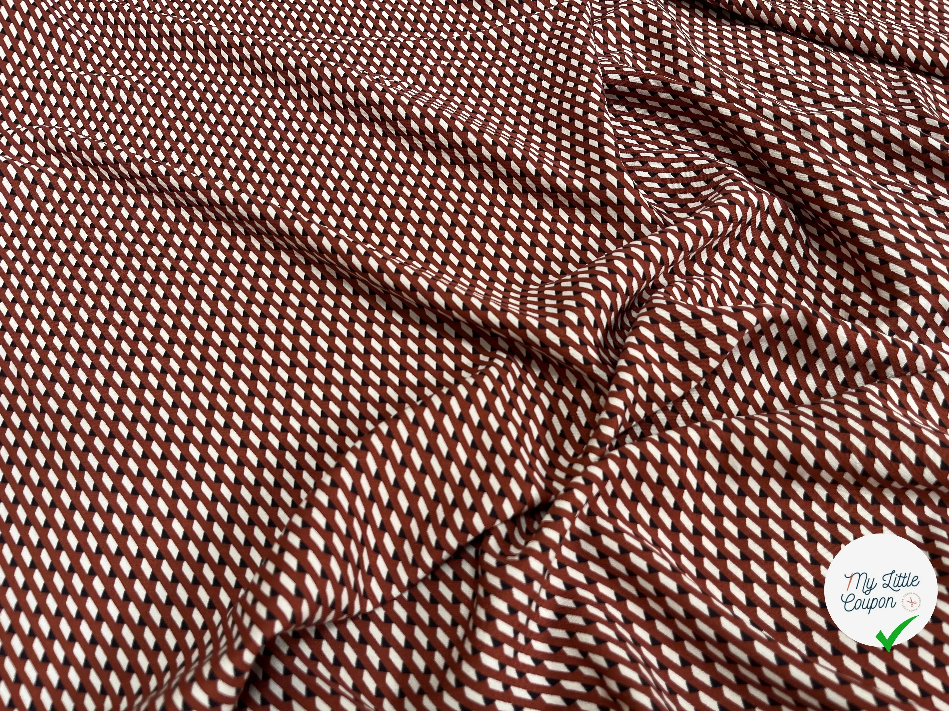 TISSU IMPRIMÉ RECTANGLE MARRON NOIR BLANC CASSÉ - My Little Coupon
