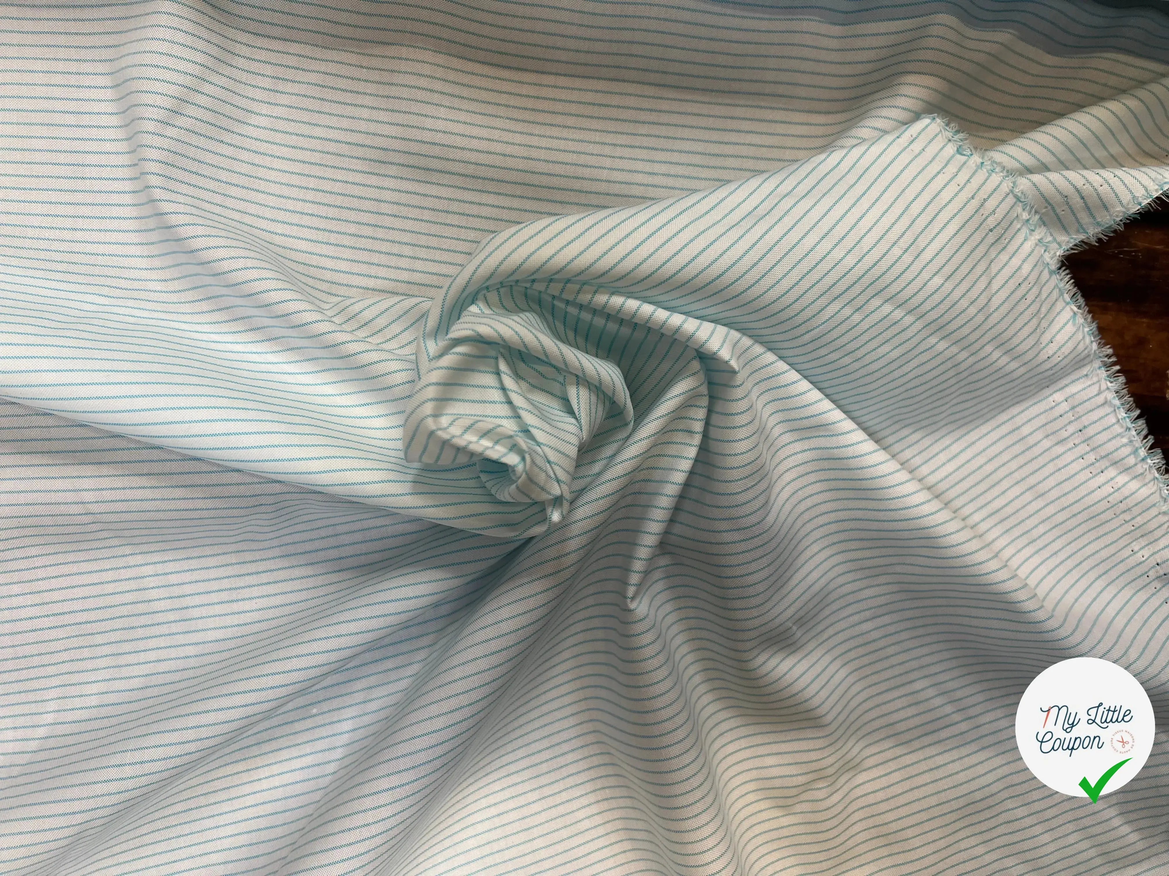 TISSUS CHEMISE À RAYURES BLEU TURQUOISE - My Little Coupon