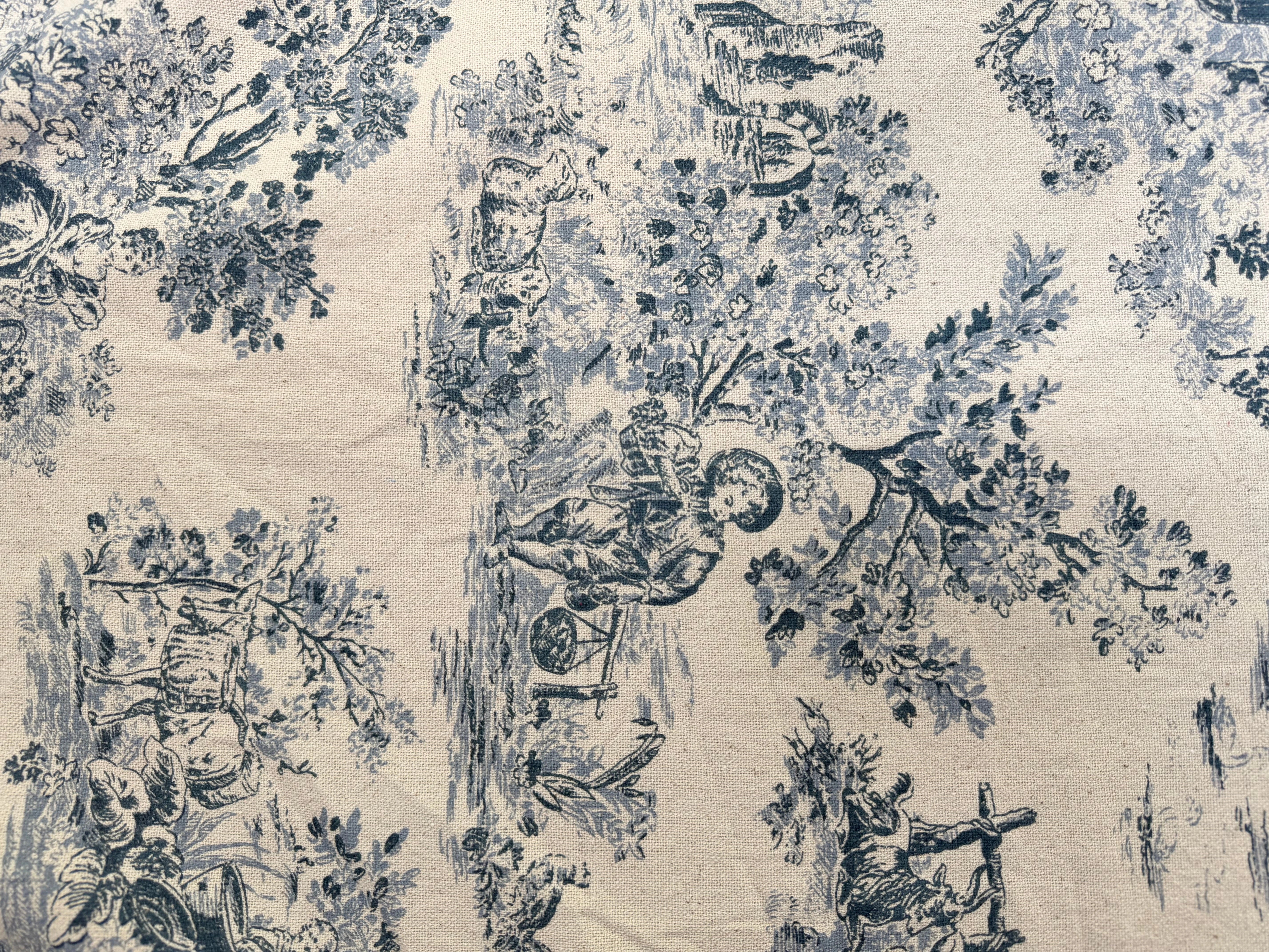 TOILE COTON GABRIELLE EFFET LIN BLEU - My Little Coupon