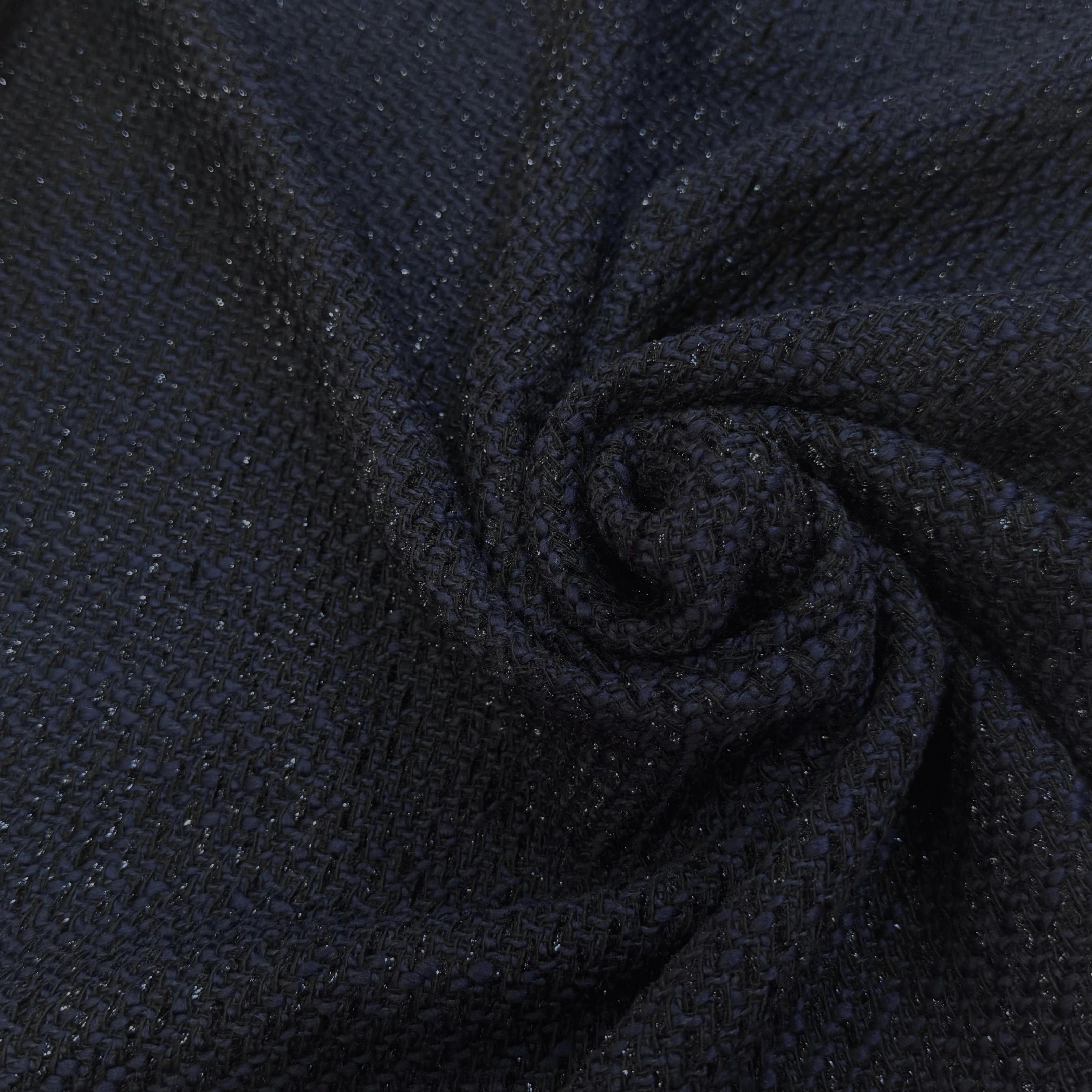 (Chute) TWEED BOUCLETTE DE LAINE MARINE 4% LUREX - My Little Coupon