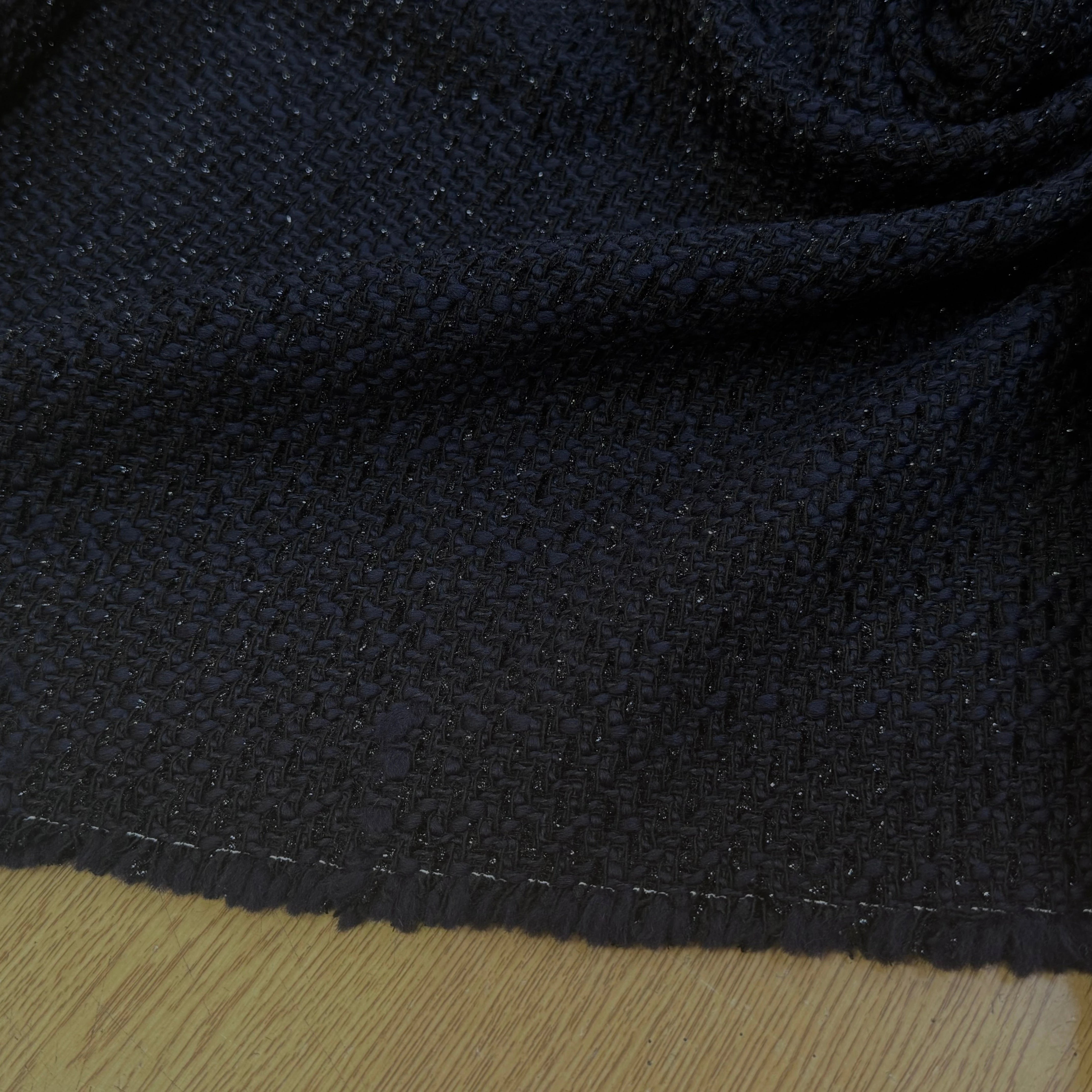 (Chute) TWEED BOUCLETTE DE LAINE MARINE 4% LUREX - My Little Coupon