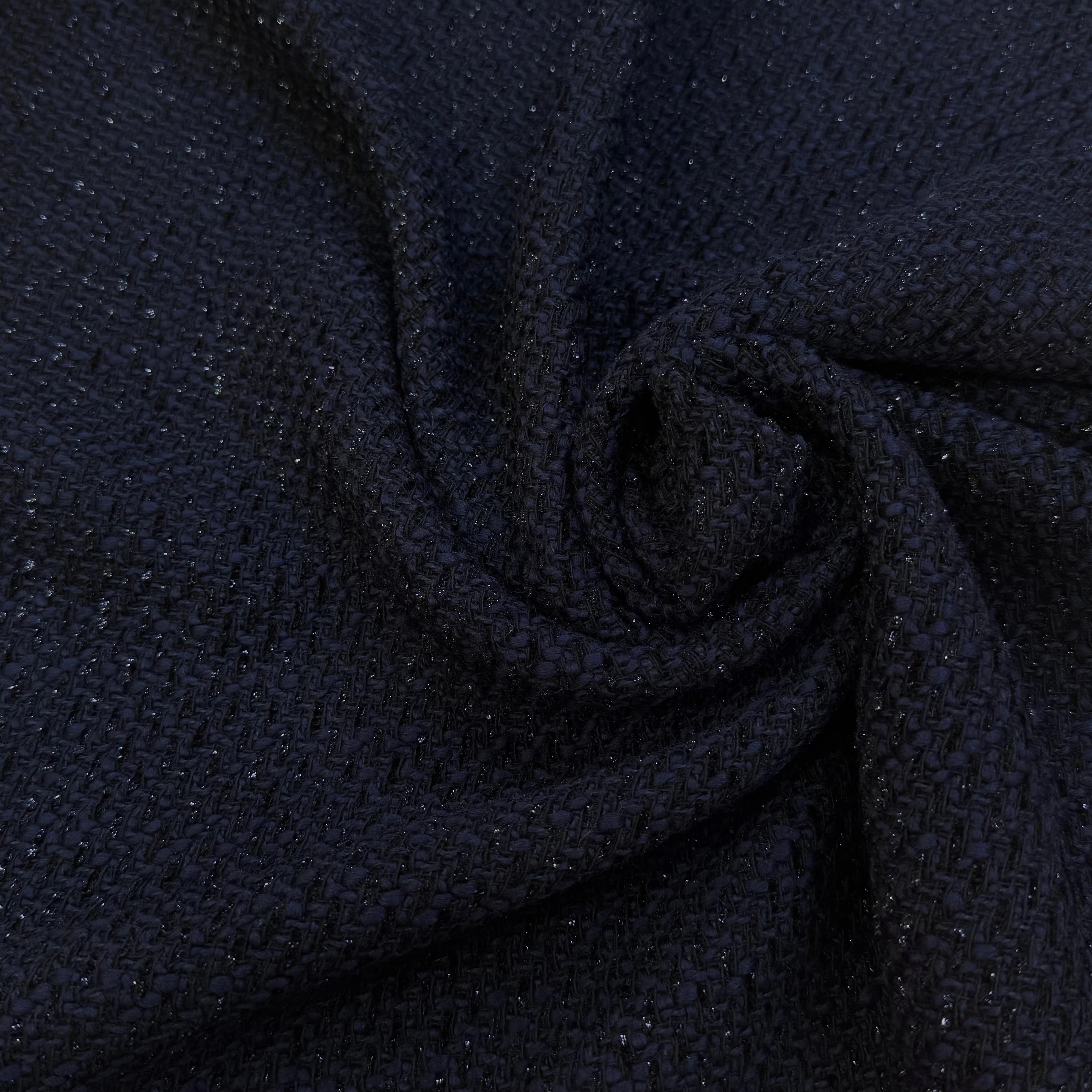(Chute) TWEED BOUCLETTE DE LAINE MARINE 4% LUREX - My Little Coupon