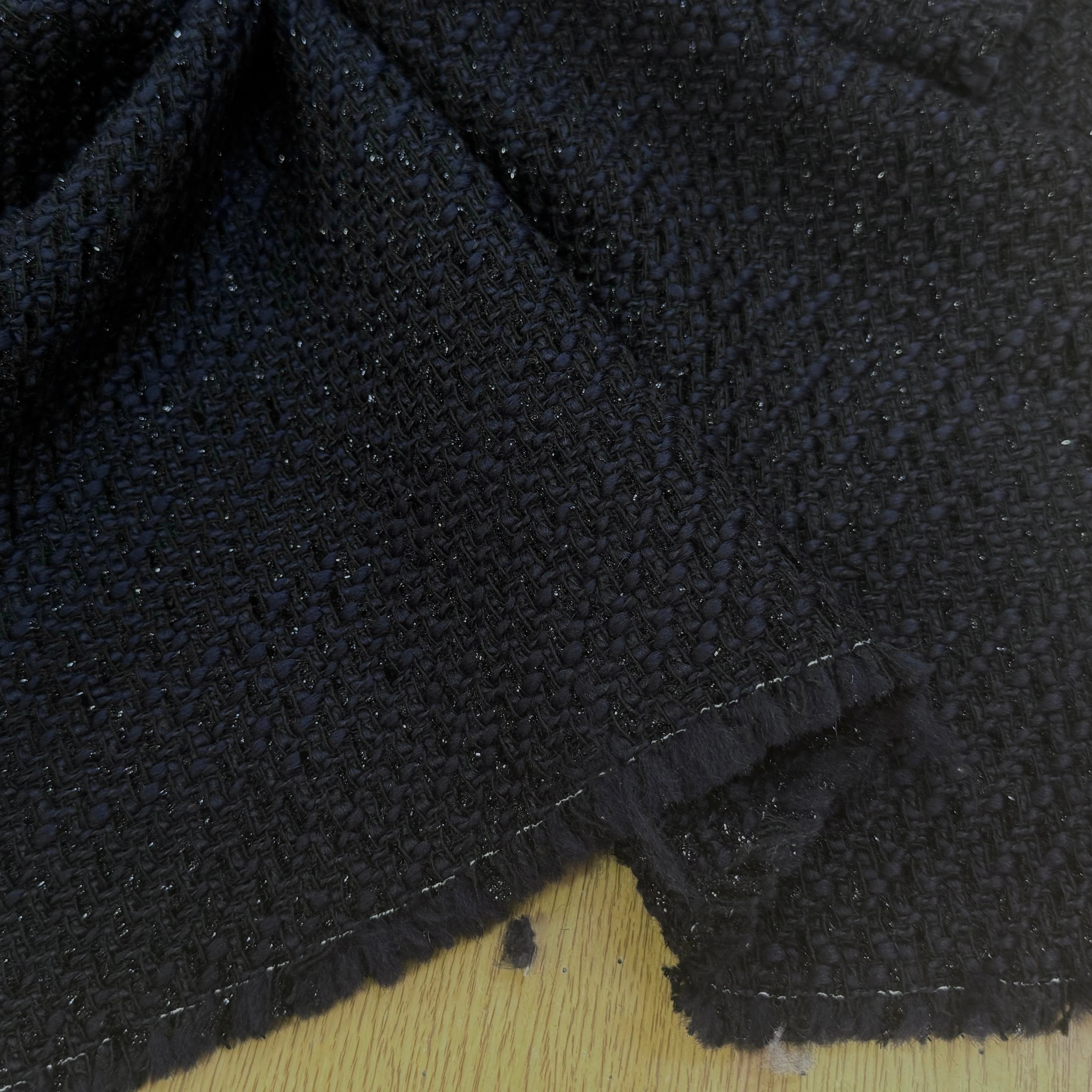 (Chute) TWEED BOUCLETTE DE LAINE MARINE 4% LUREX - My Little Coupon