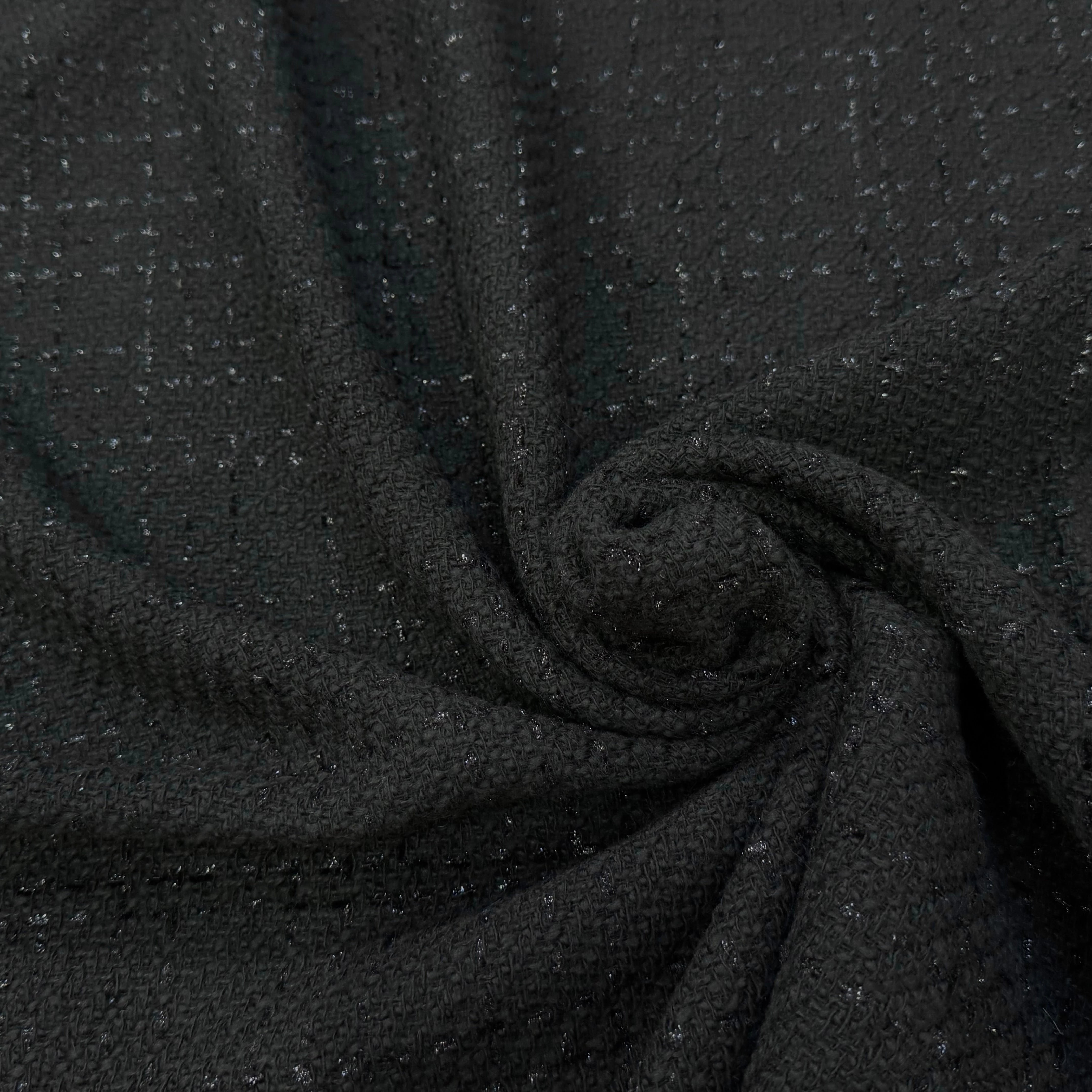 (Chute) TWEED BOUCLETTE DE LAINE NOIR 4% LUREX - My Little Coupon