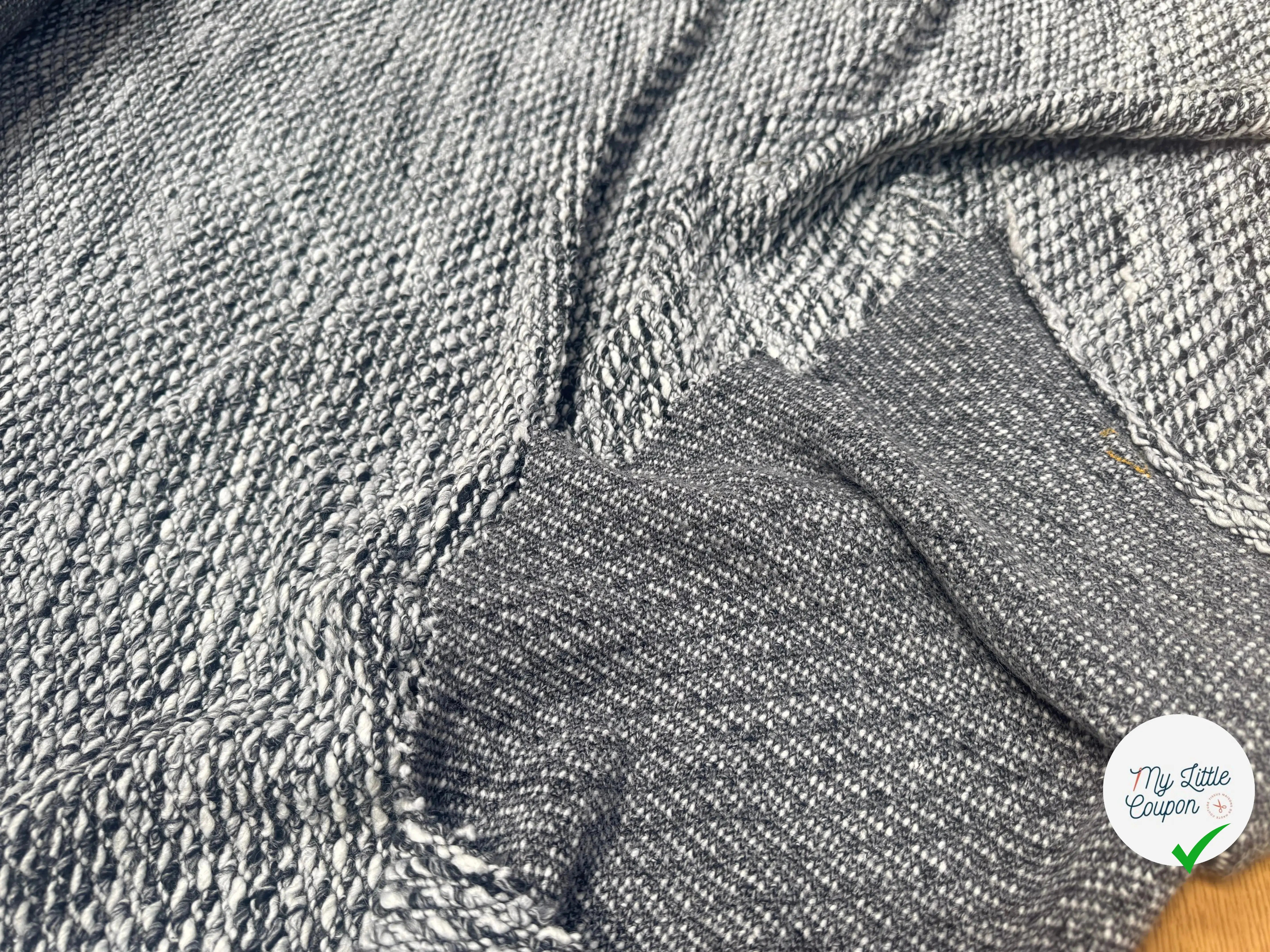 TWEED BOUCLETTE NOIR ET BLANC STRETCH - My Little Coupon