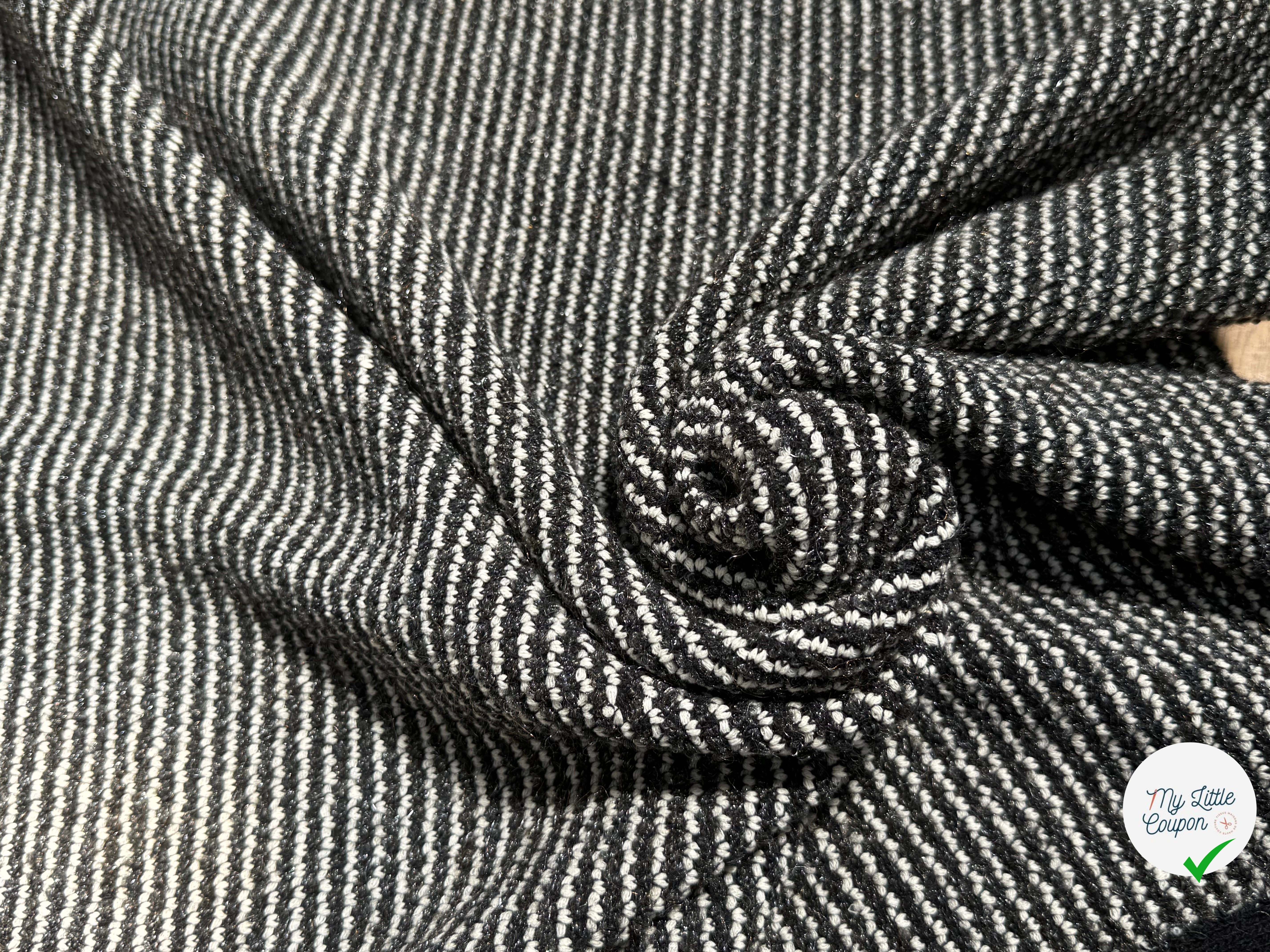 (Chute) TWEED DE LAINE BOUCLETTE STRETCH BLANC GRIS - My Little Coupon