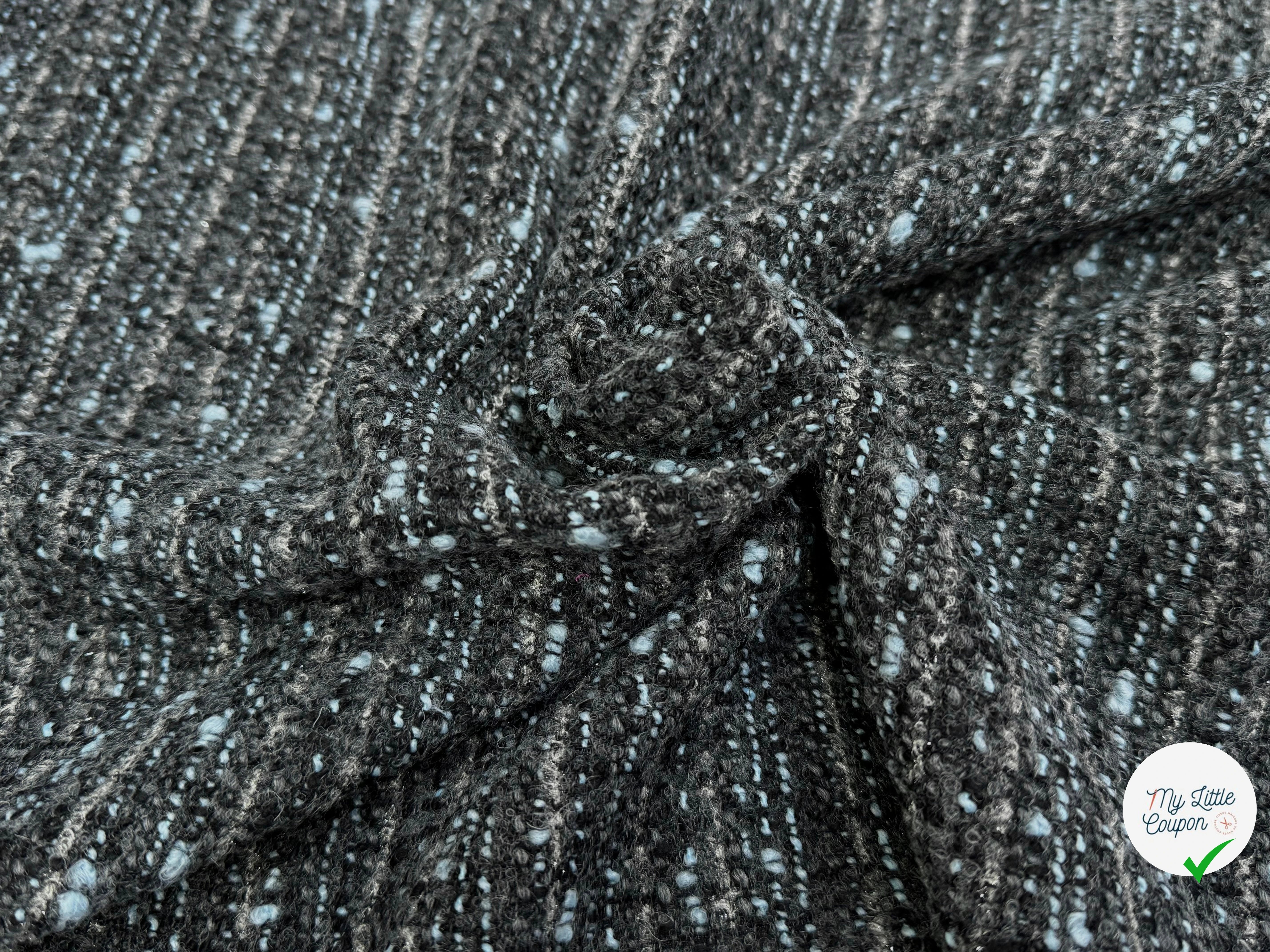 TWEED DE LAINE GRIS & BLUE 6% LUREX - My Little Coupon
