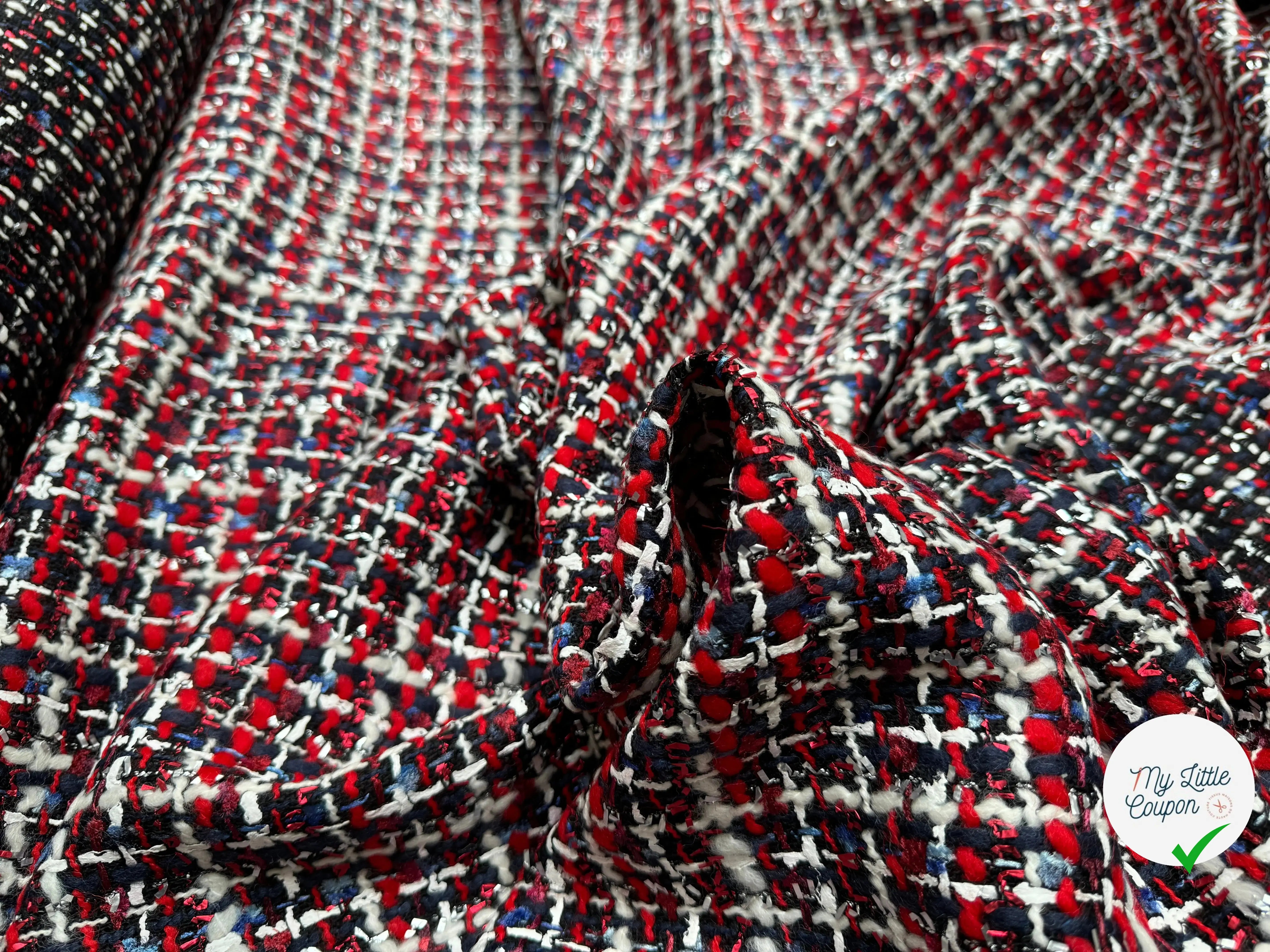 TWEED DE PRESTIGE MADE IN FRANCE ROUGE NOIR BLEU - My Little Coupon