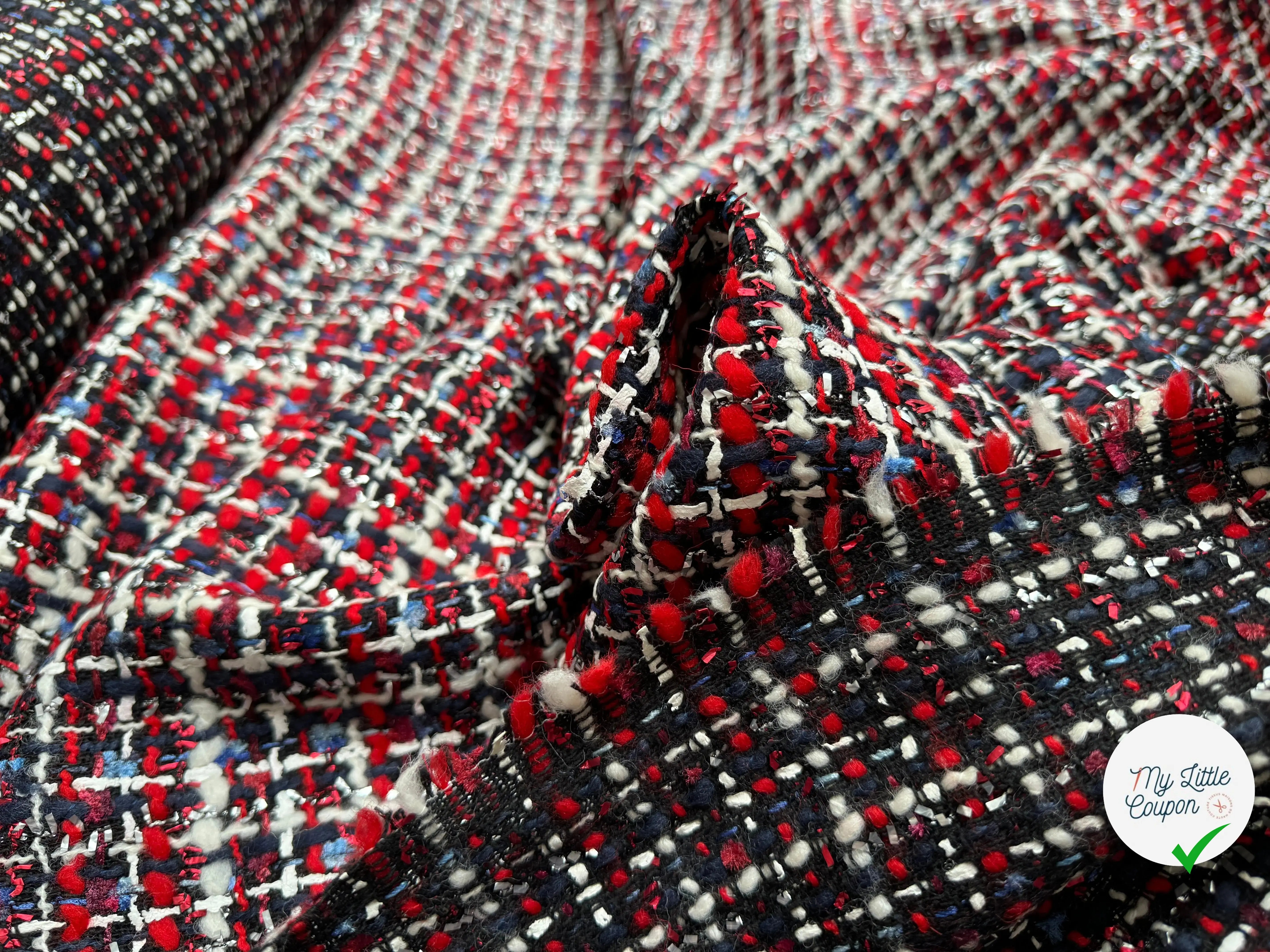 TWEED DE PRESTIGE MADE IN FRANCE ROUGE NOIR BLEU - My Little Coupon