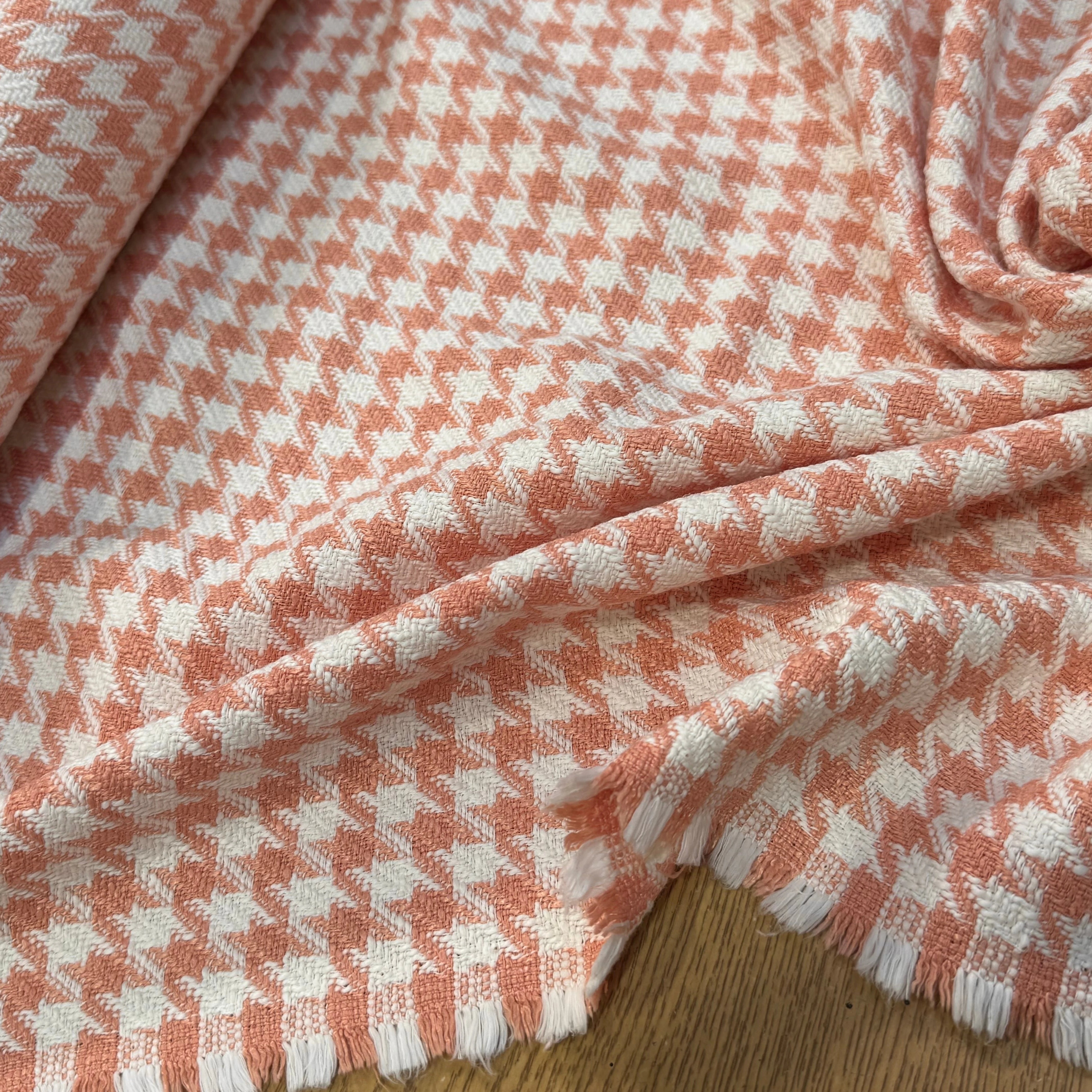(Chute) TWEED POLYCOTON PRESTIGIEUX PIED DE COQ PEACH - My Little Coupon