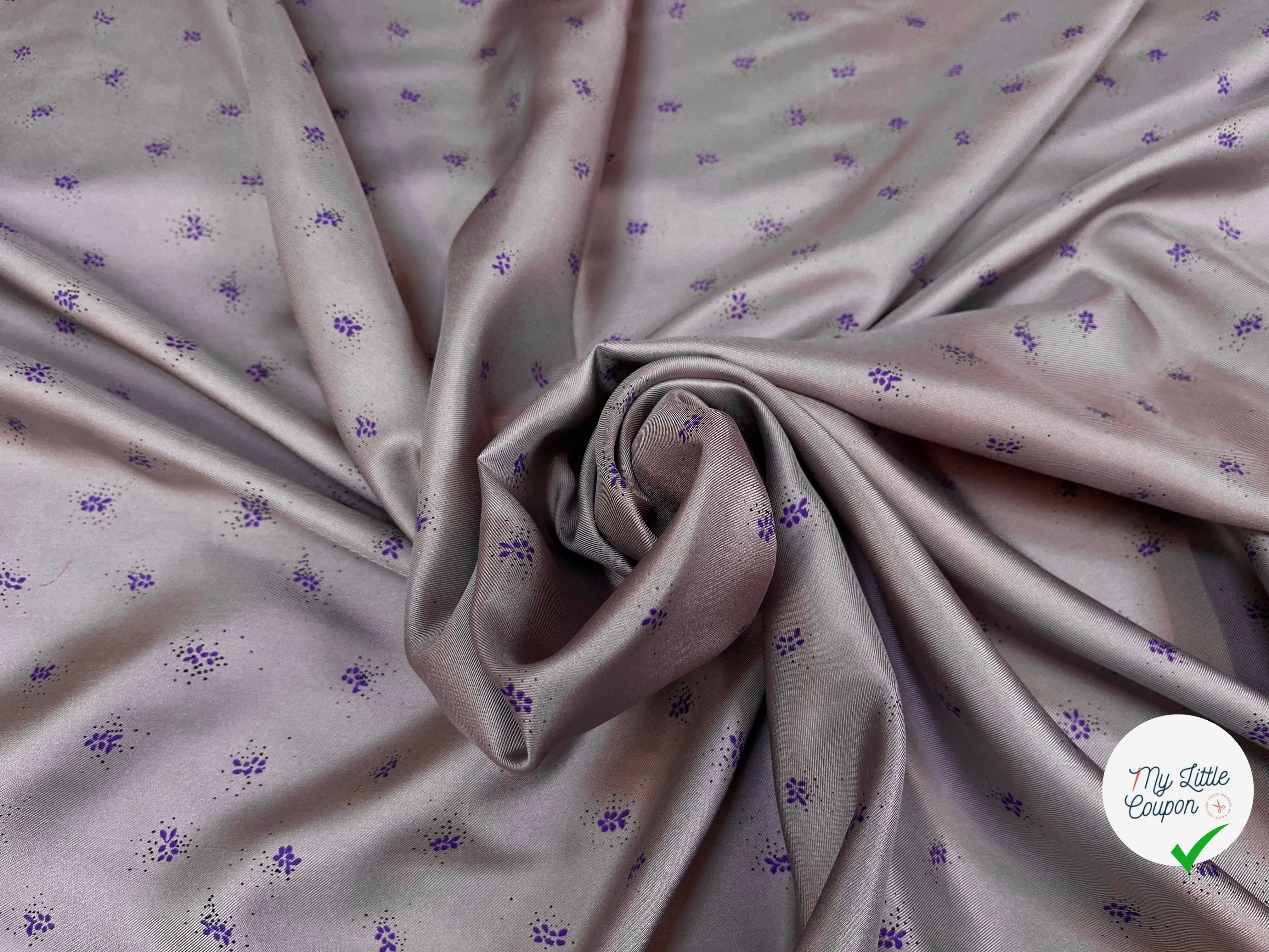 (Chute) TWILL DE SOIE FOND GRIS IMPRIMÉ FLEURS - My Little Coupon