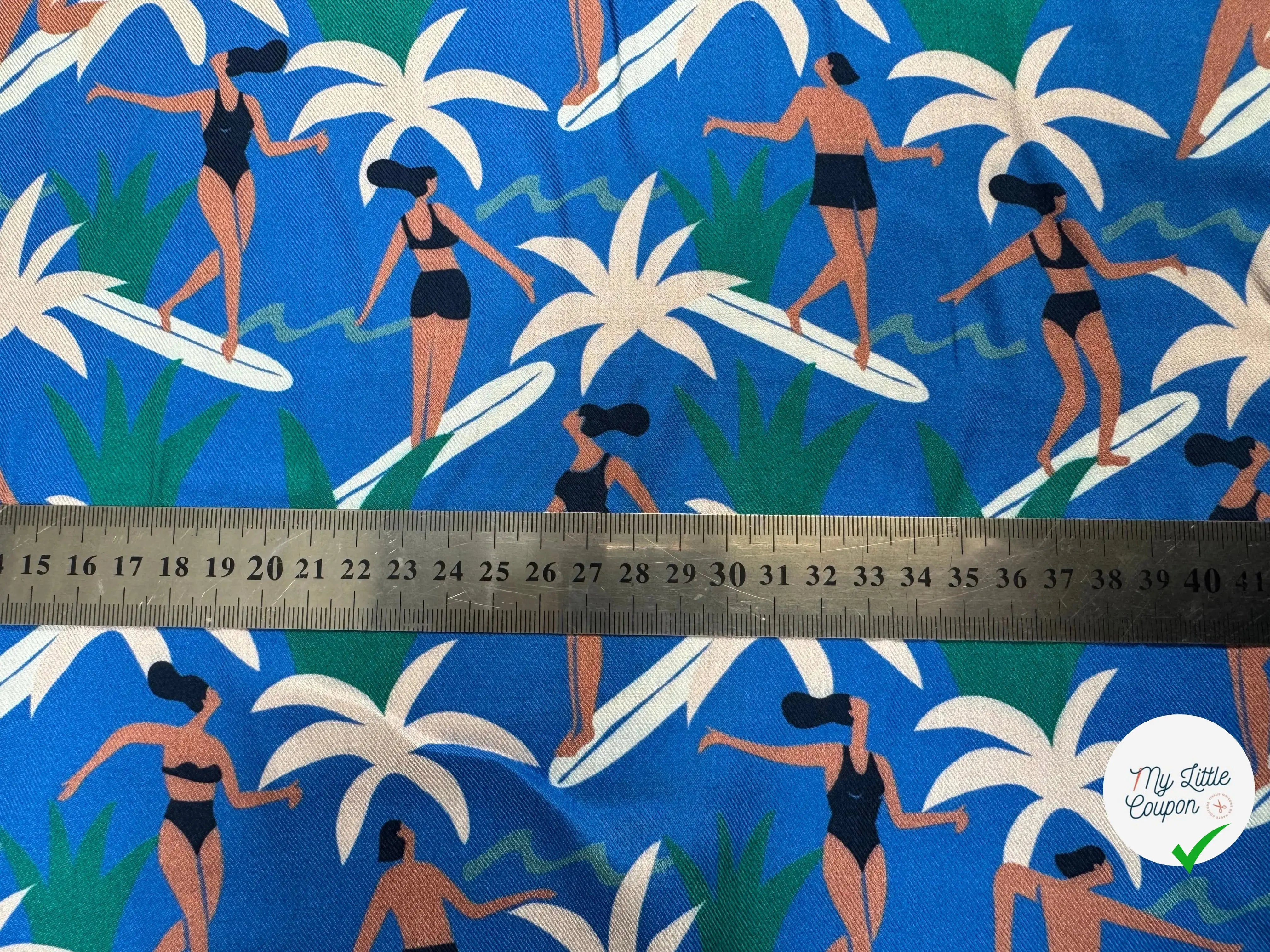 TWILL VISCOSE IMPRIME BLEU MOYEN BLEU - My Little Coupon
