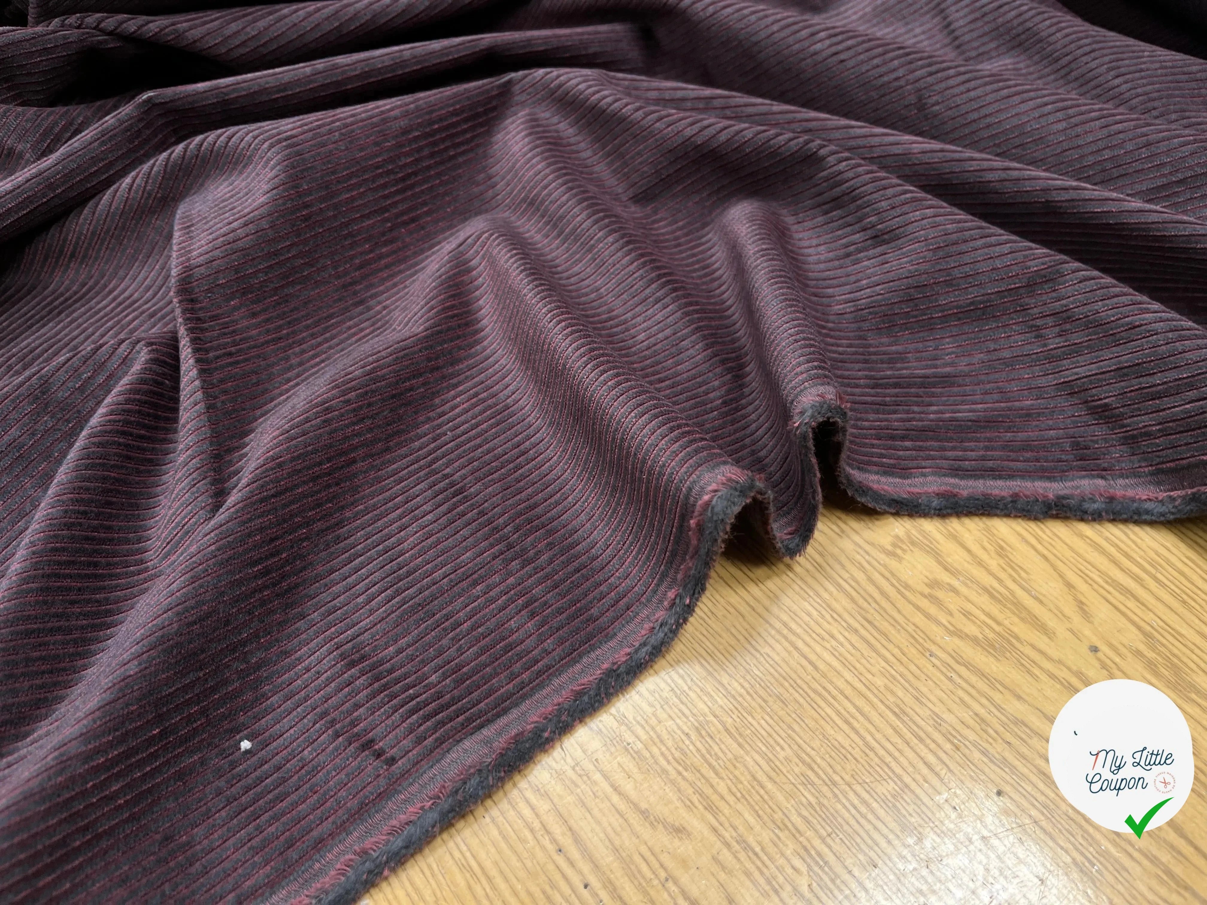 VELOURS 300 RAIES BORDEAUX COTON - My Little Coupon