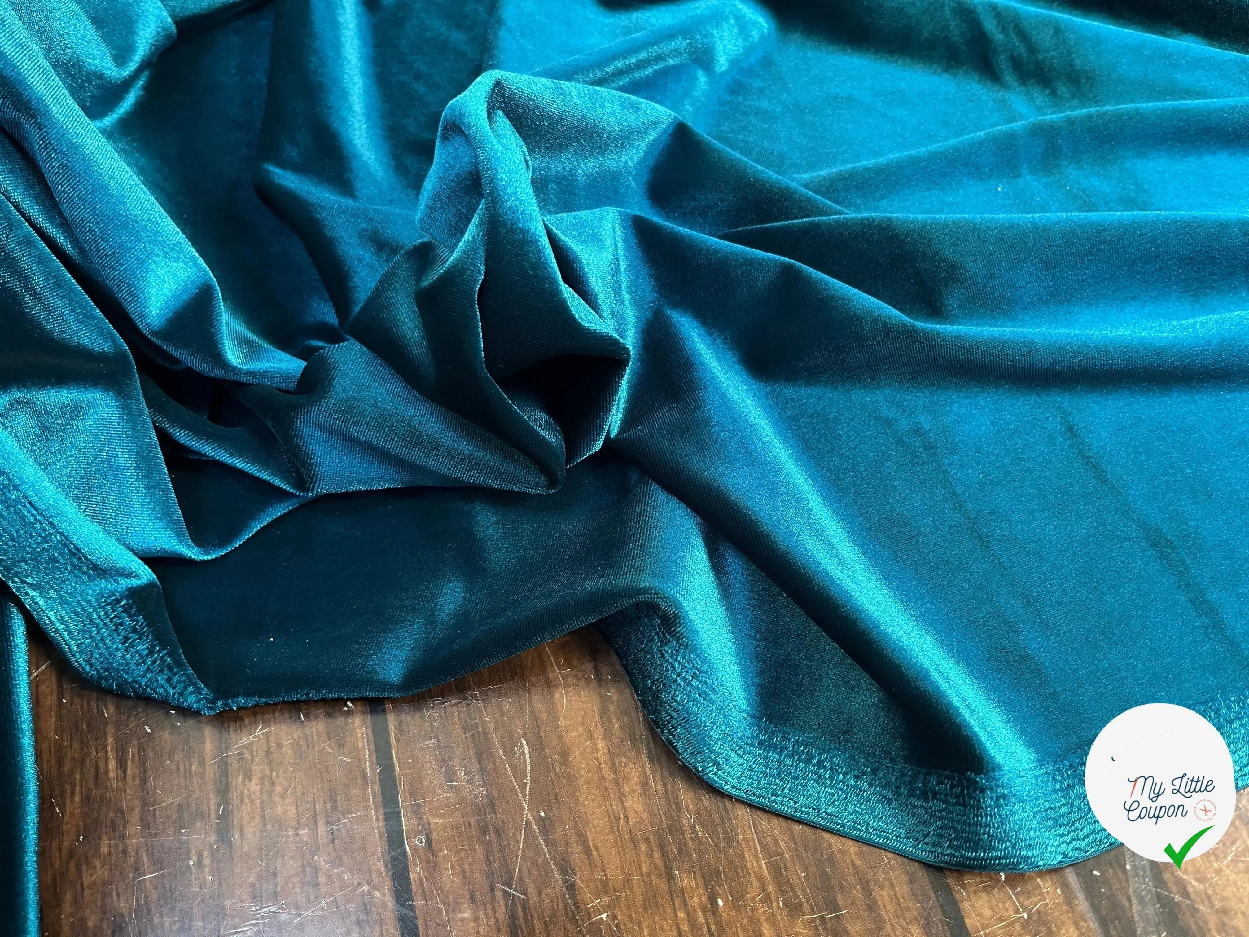 VELOURS CARVICO MAILLE STRETCH BLEU CANARD - My Little Coupon